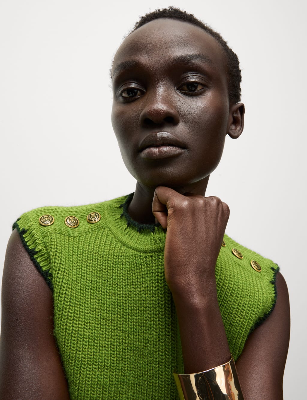 Green knitted vest online