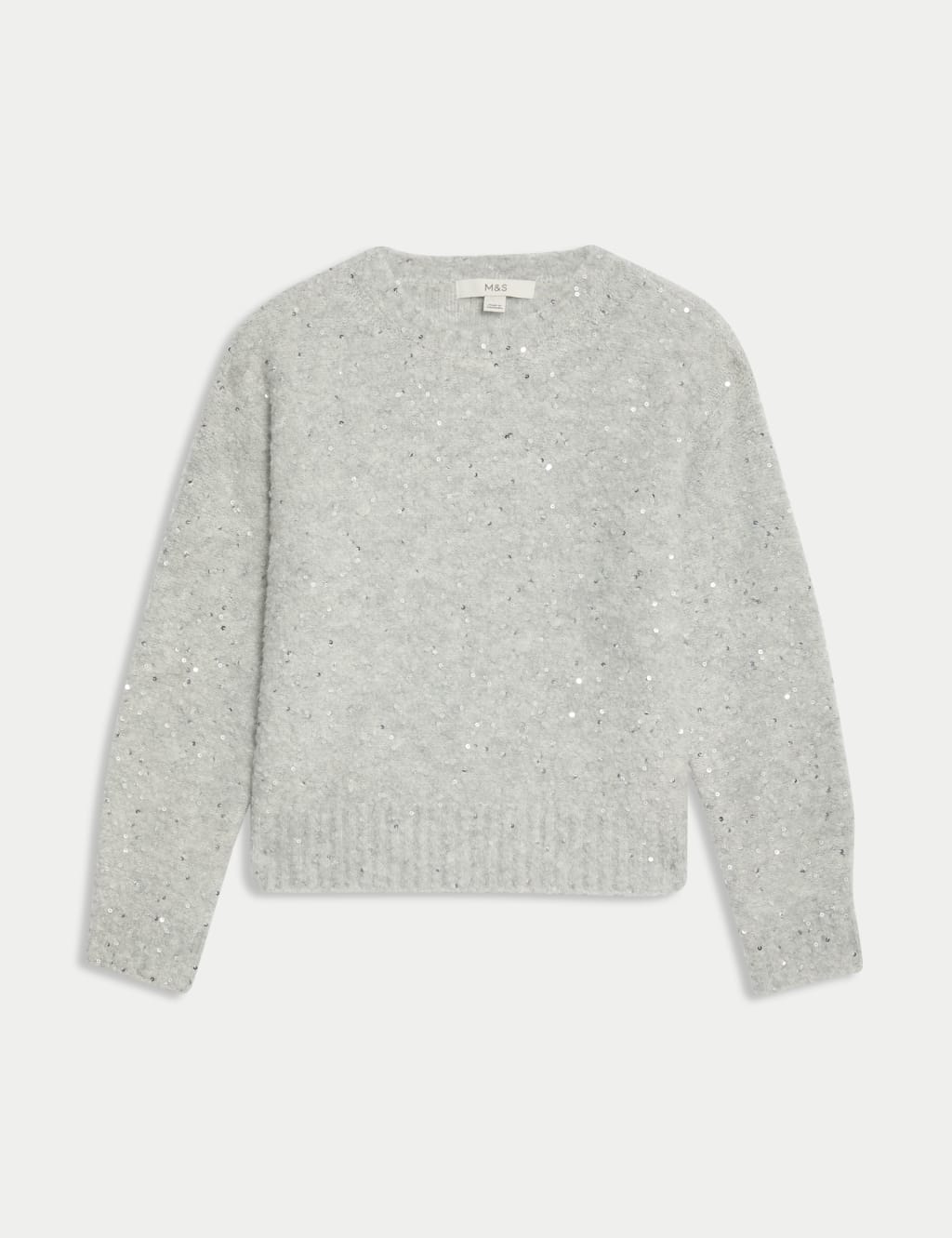 Boucle Sequin Crew Neck Jumper with Wool