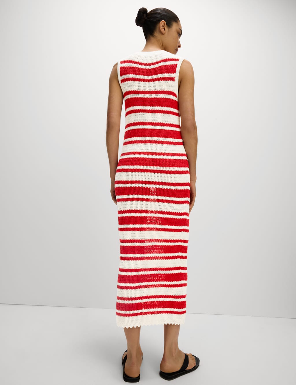 Cotton Rich Striped Midi Knitted Dress 6 of 8