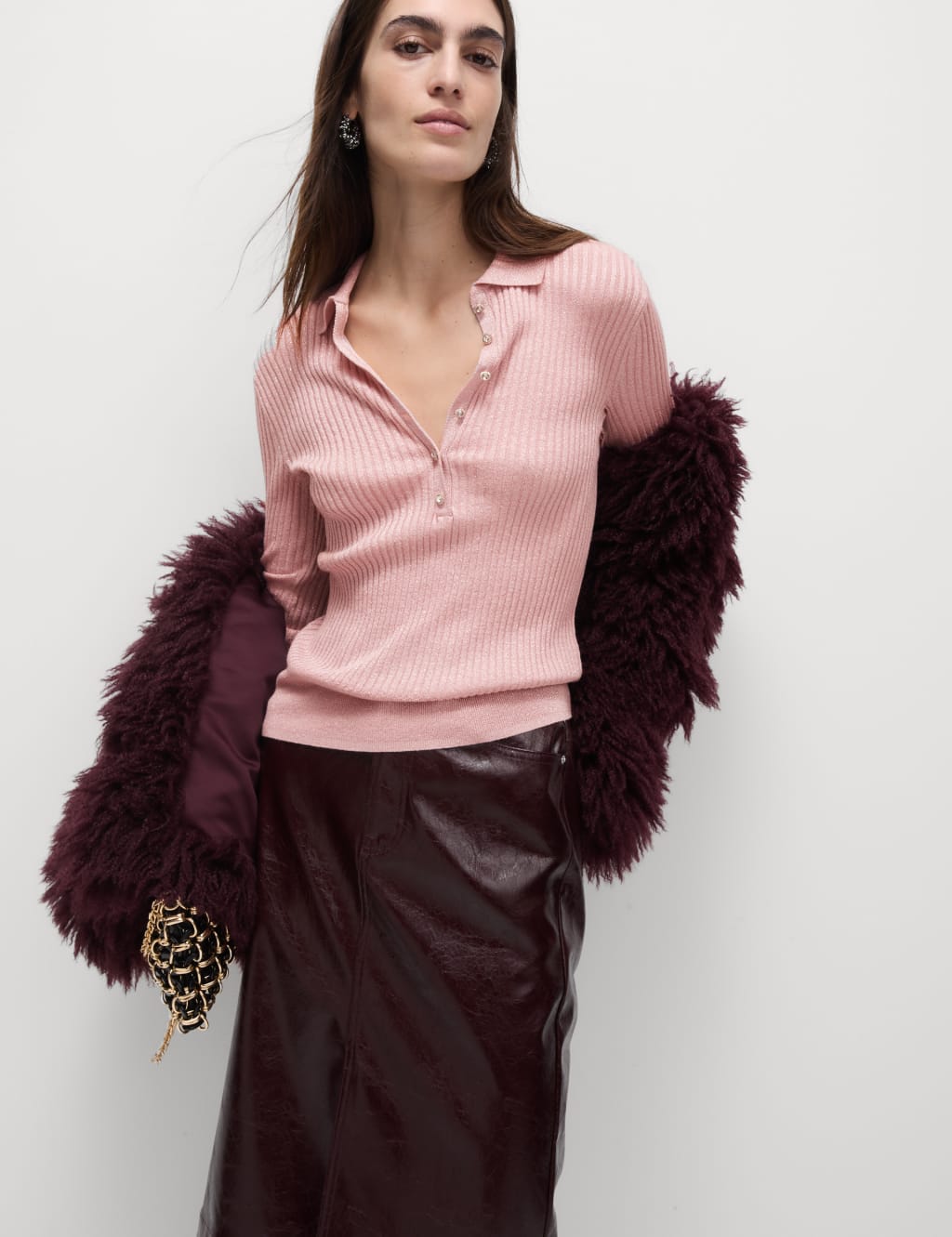 M&s black polo neck top