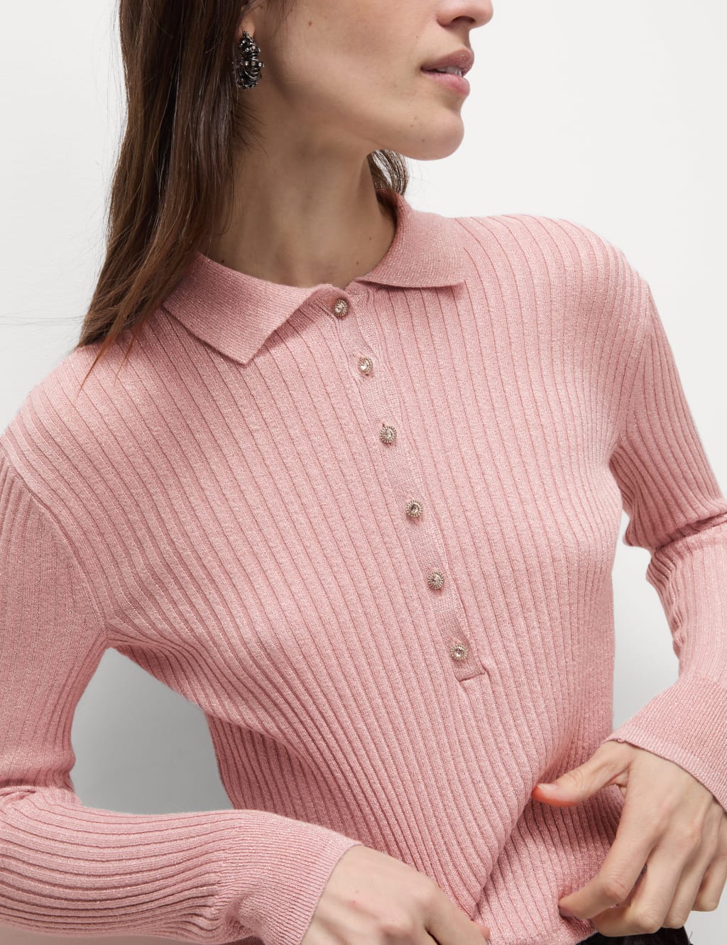 Metallic polo neck hot sale