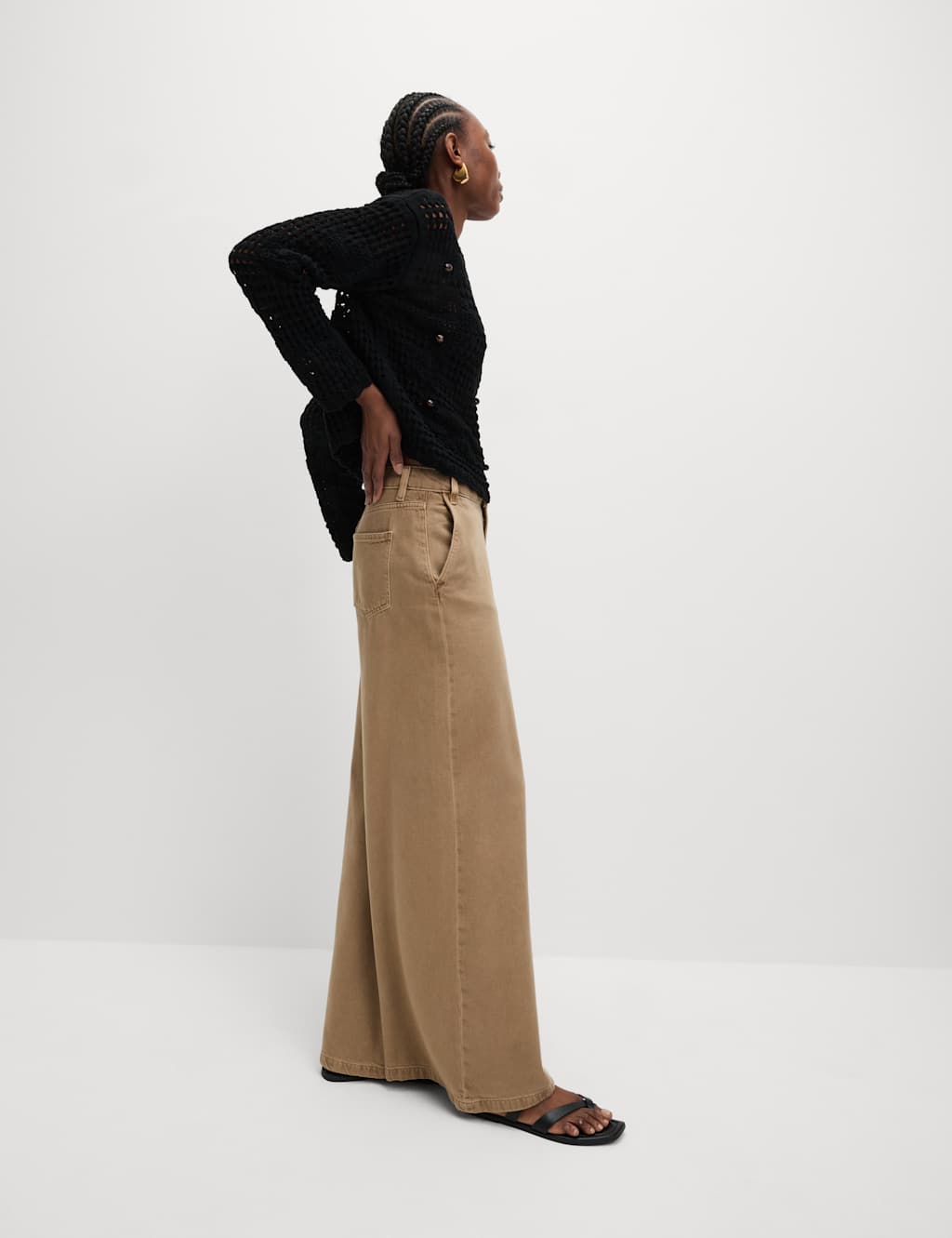 Cotton Blend Open Stitch Relaxed Cropped Jumper 3 of 8