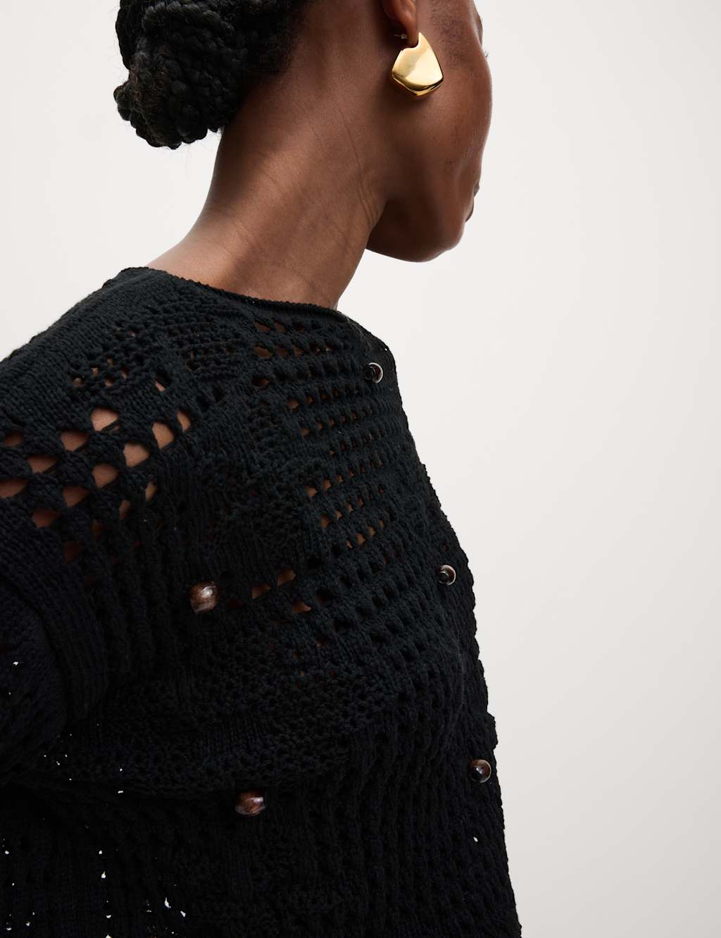 Cotton Blend Open Stitch Relaxed Cropped Jumper 7 of 8