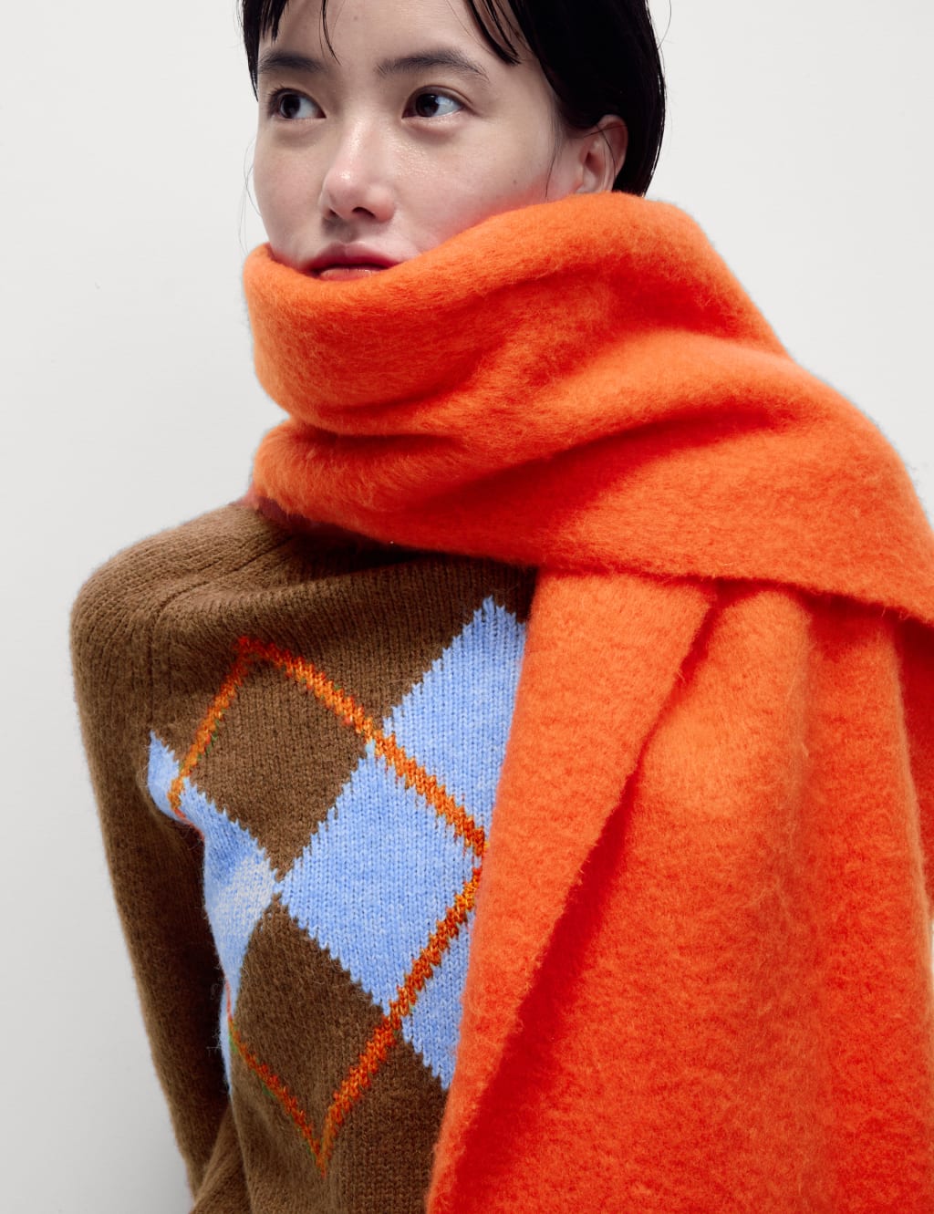 Argyle Crew Neck Jumper With Wool M S Collection M S