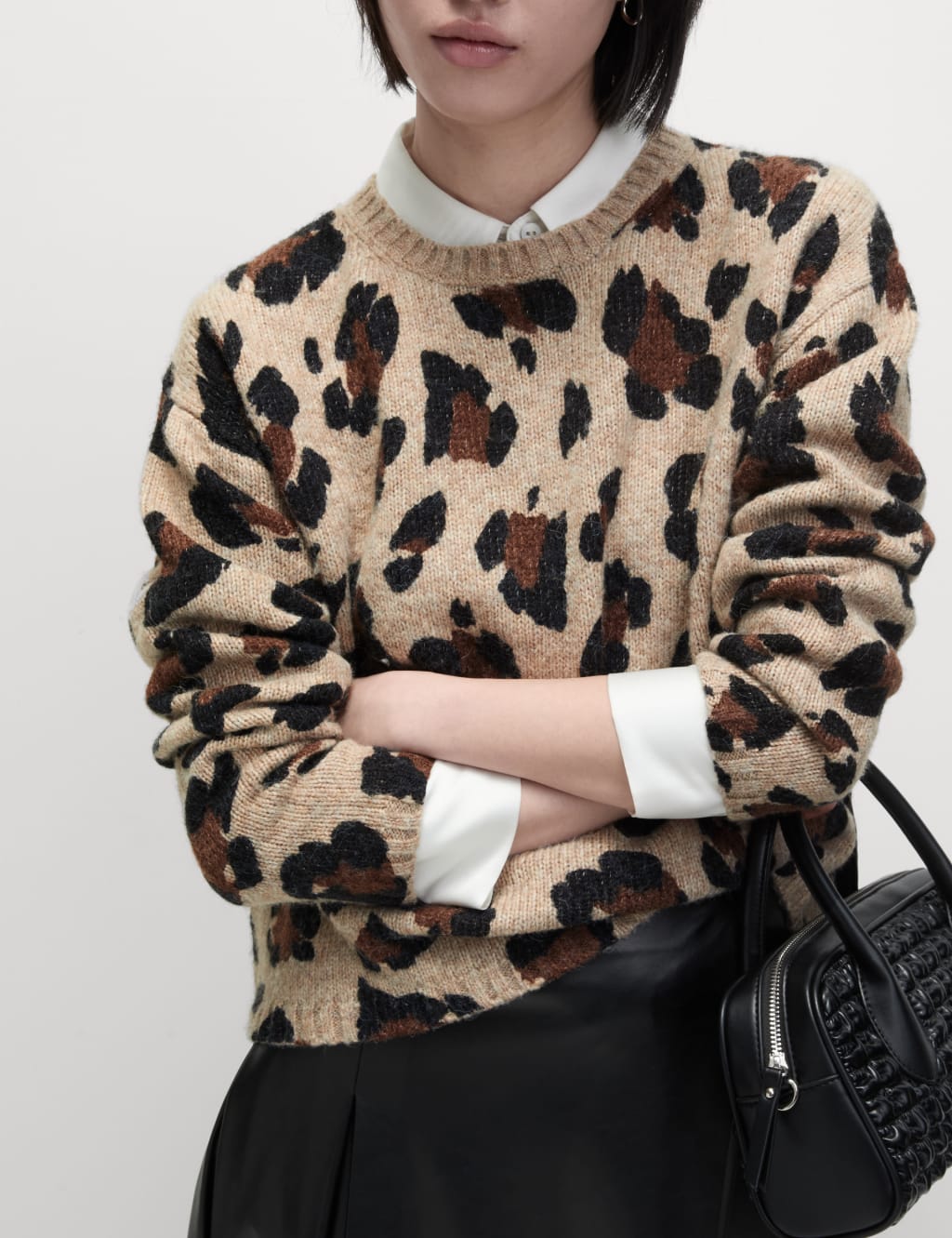 M and s leopard print jumper top