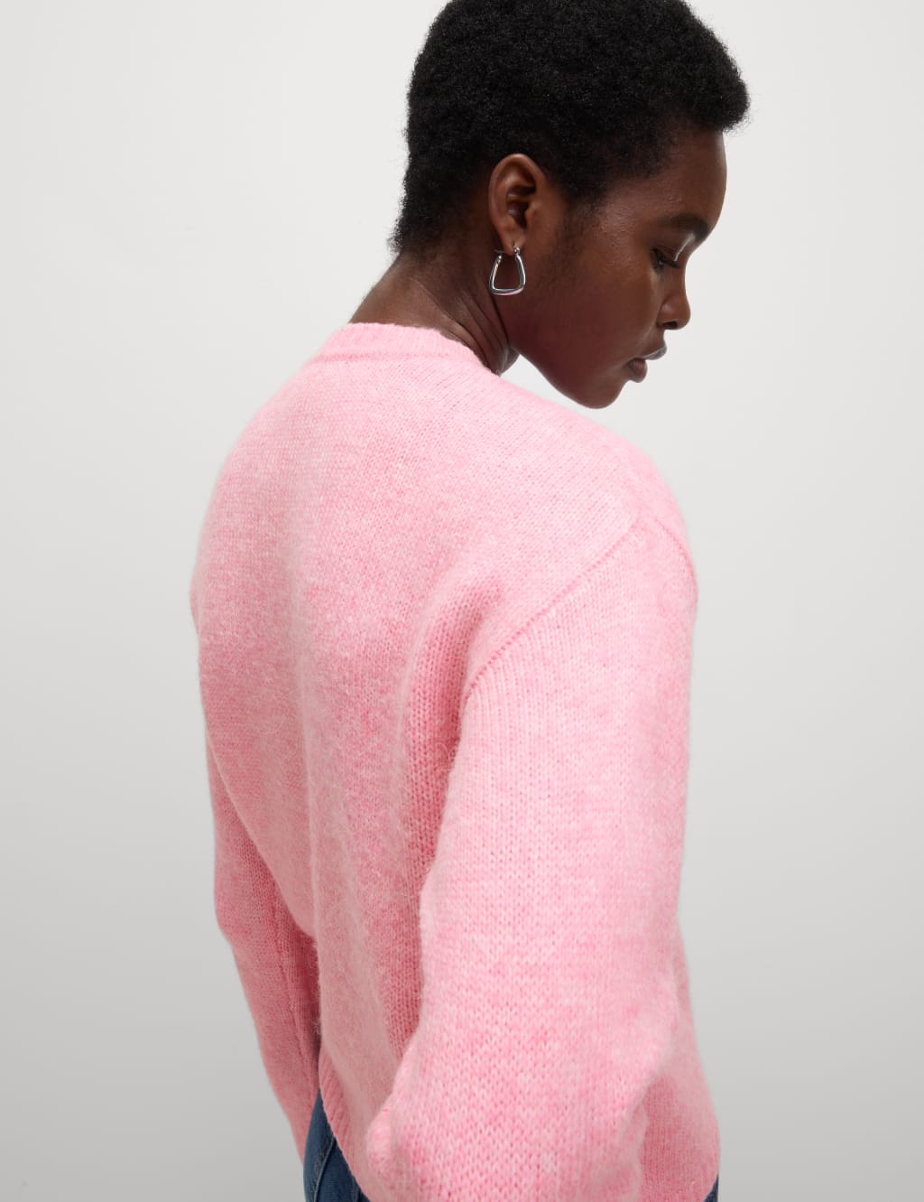 Pink crew neck cardigan shop