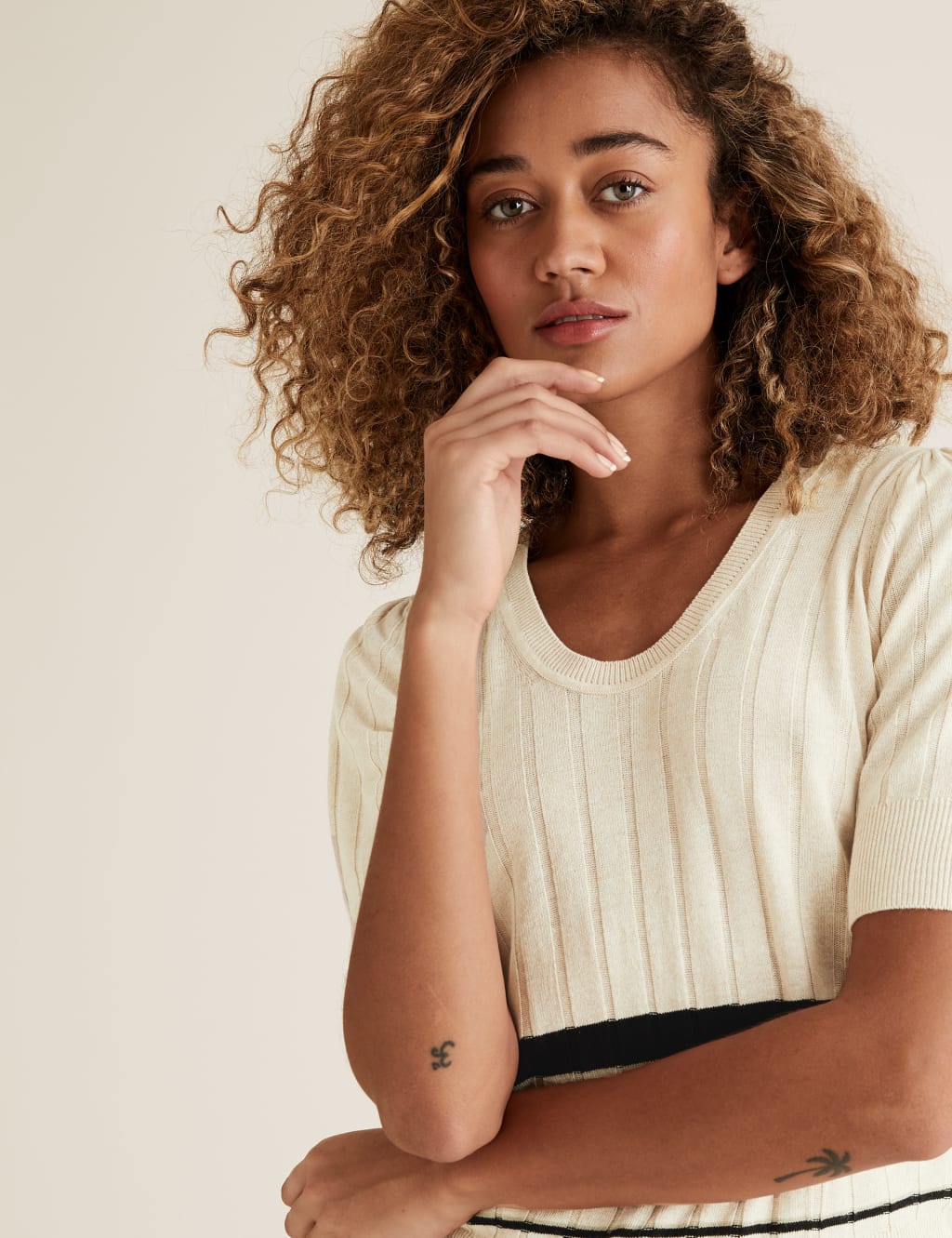 Knitted Ribbed Striped Scoop Neck Top 4 of 5