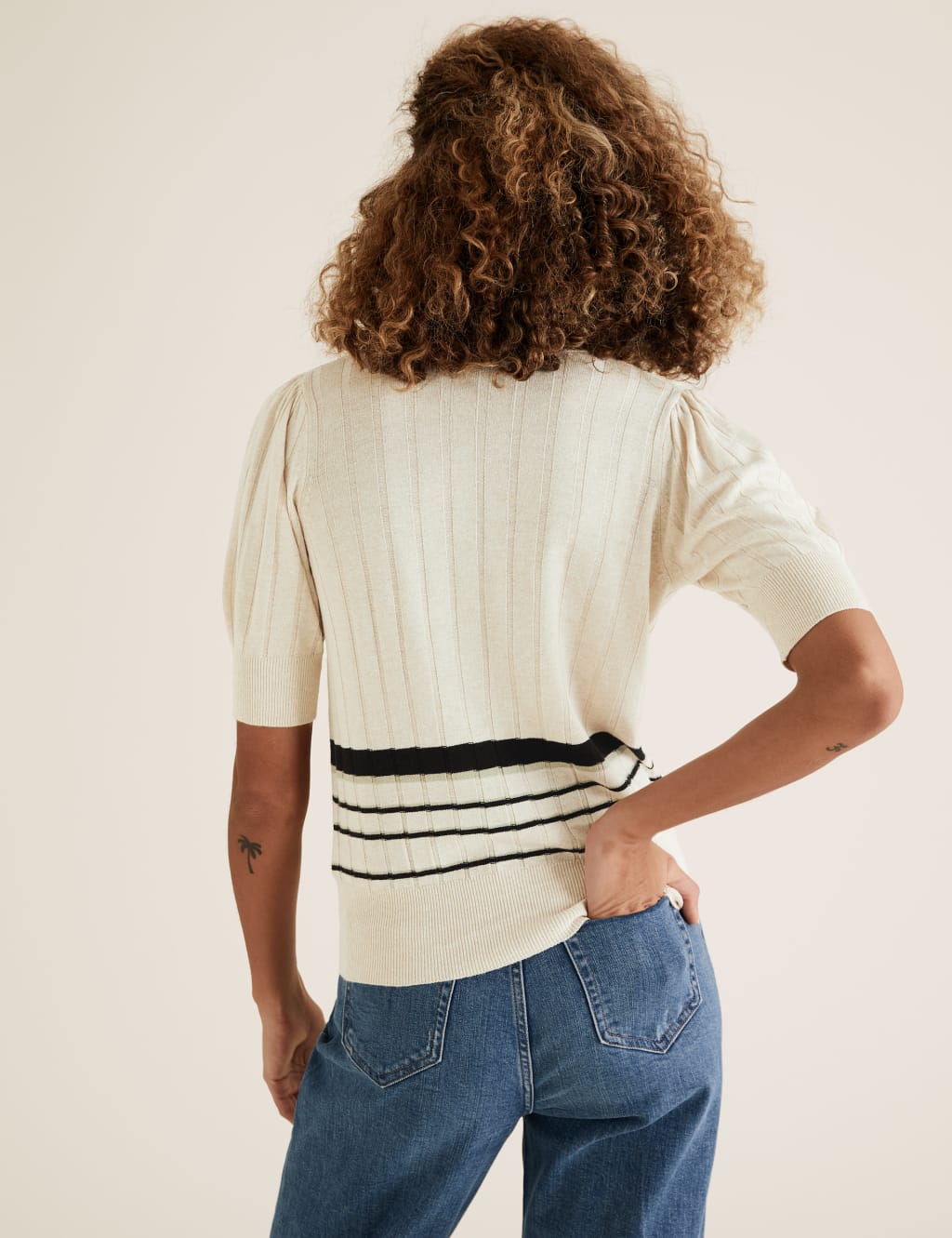 Knitted Ribbed Striped Scoop Neck Top 5 of 5