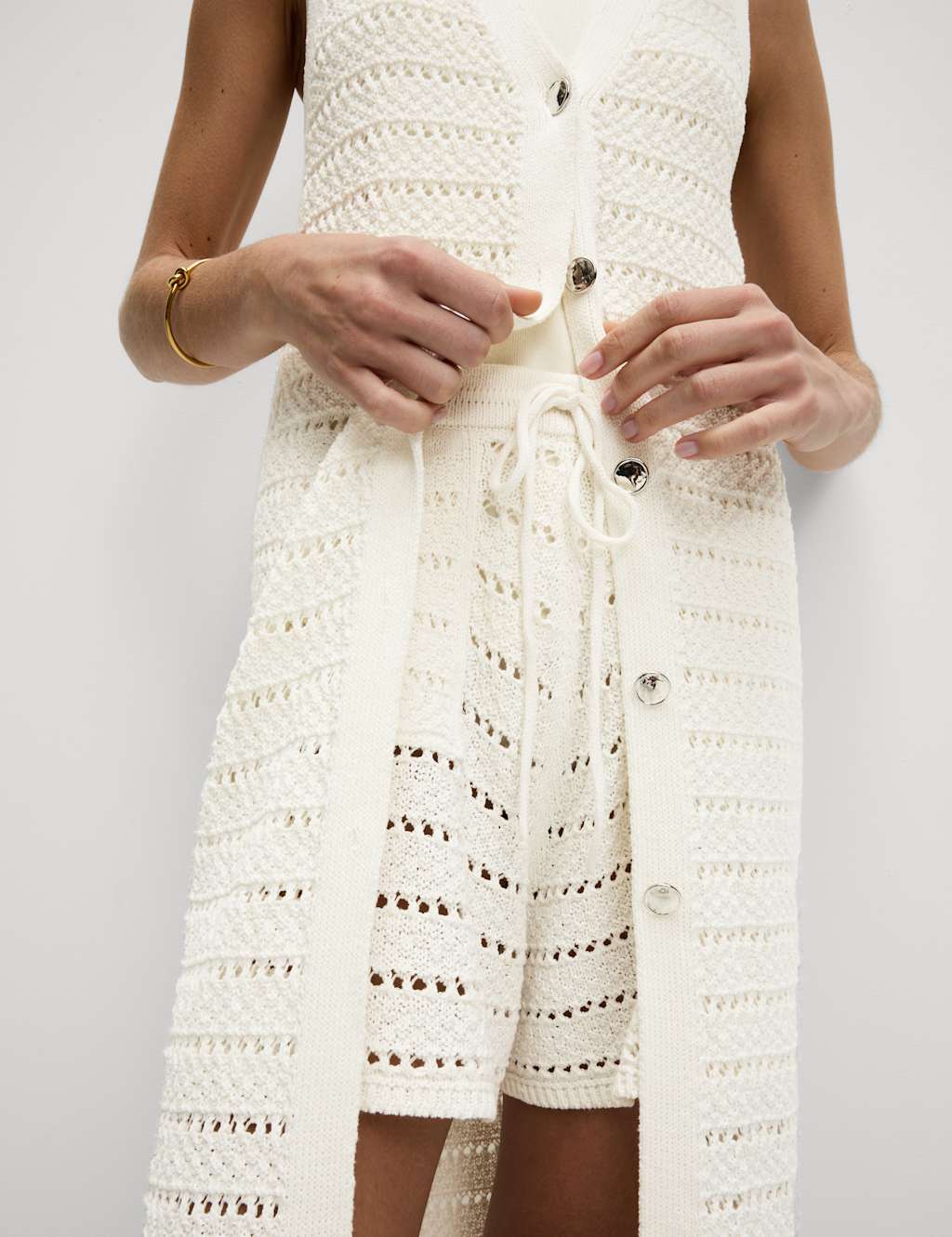 Open Stitch V-Neck Knitted Waistcoat 4 of 6