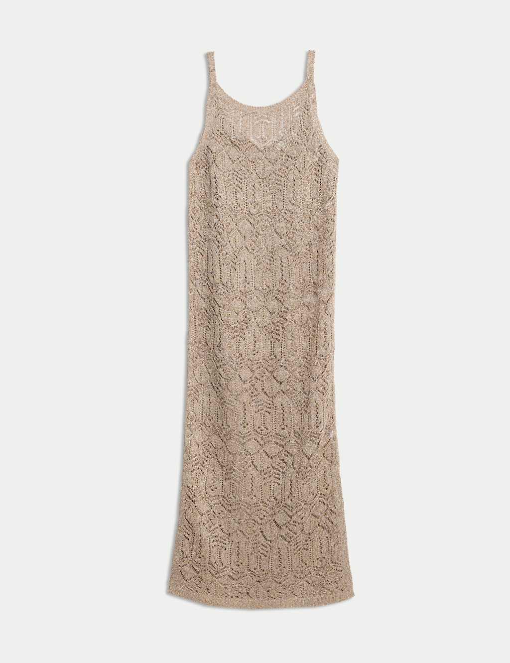 Metallic Pointelle Knitted Midi Dress 2 of 7