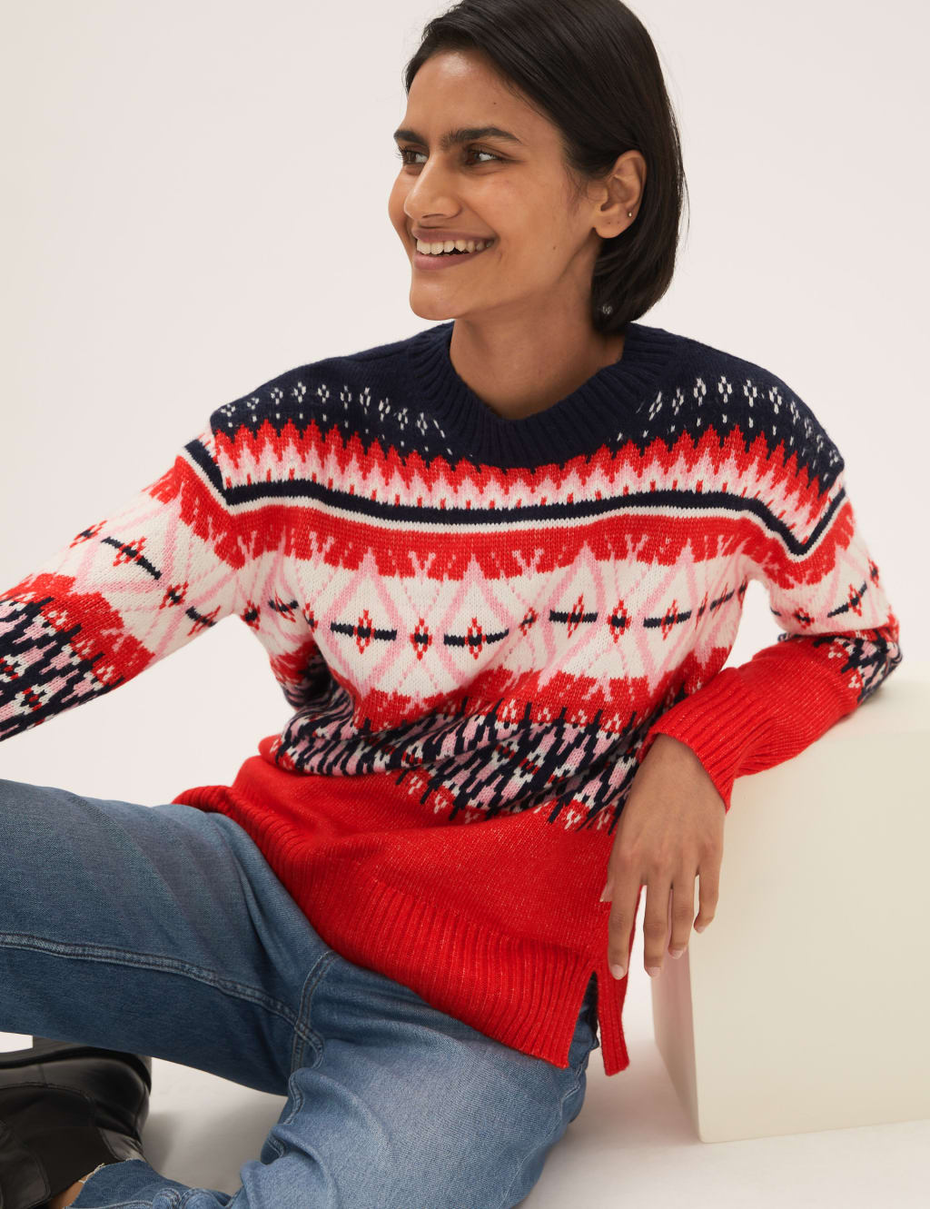 Fair Isle Crew Neck Relaxed Jumper 1 of 6