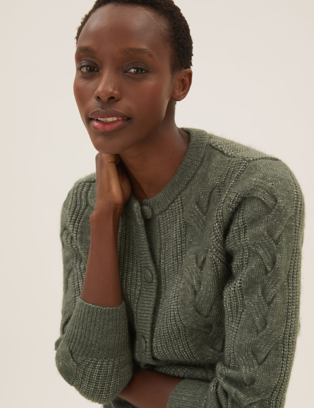 Cable knit button cardigan shop