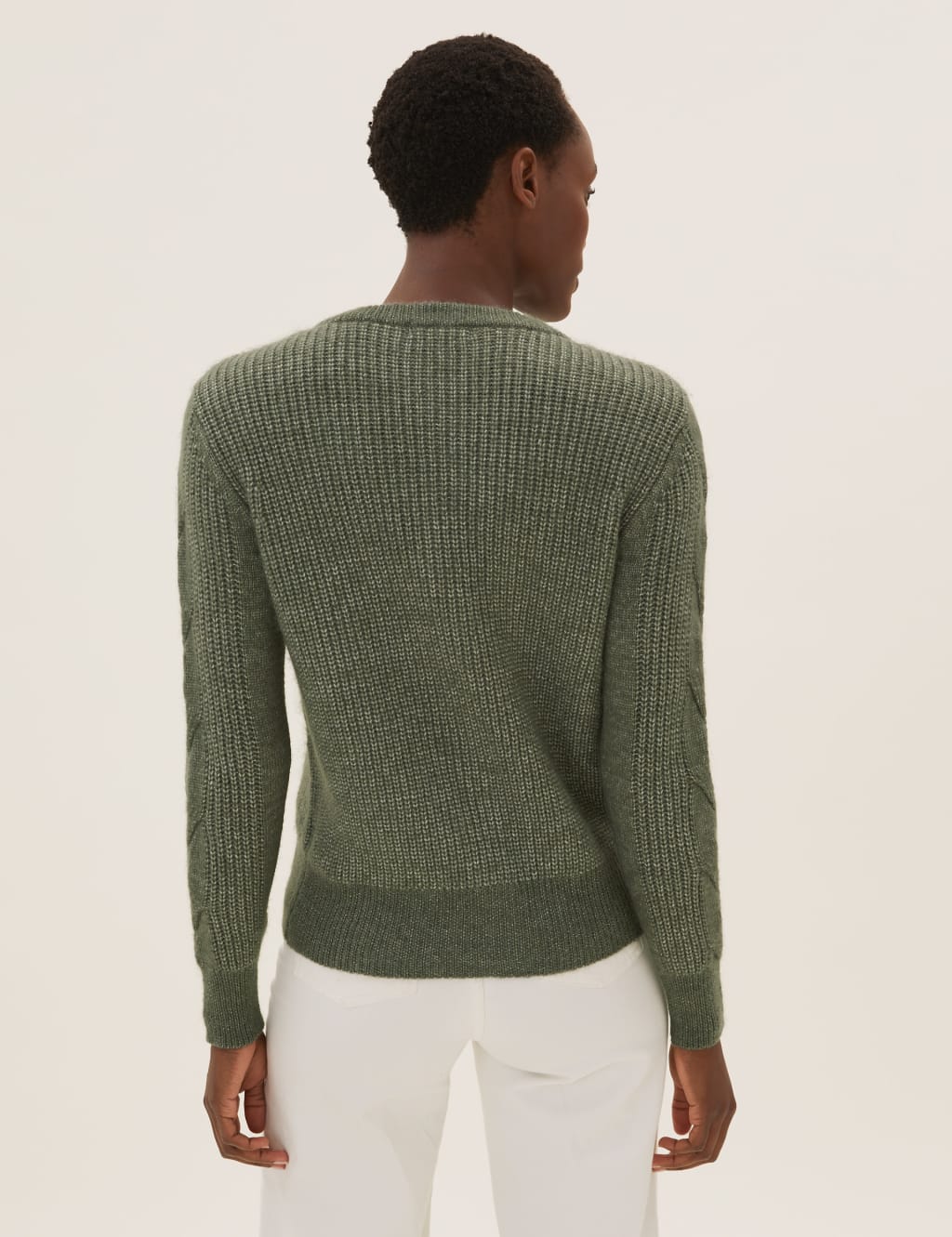 Cable Knit Button Front Cardigan with Wool 4 of 5