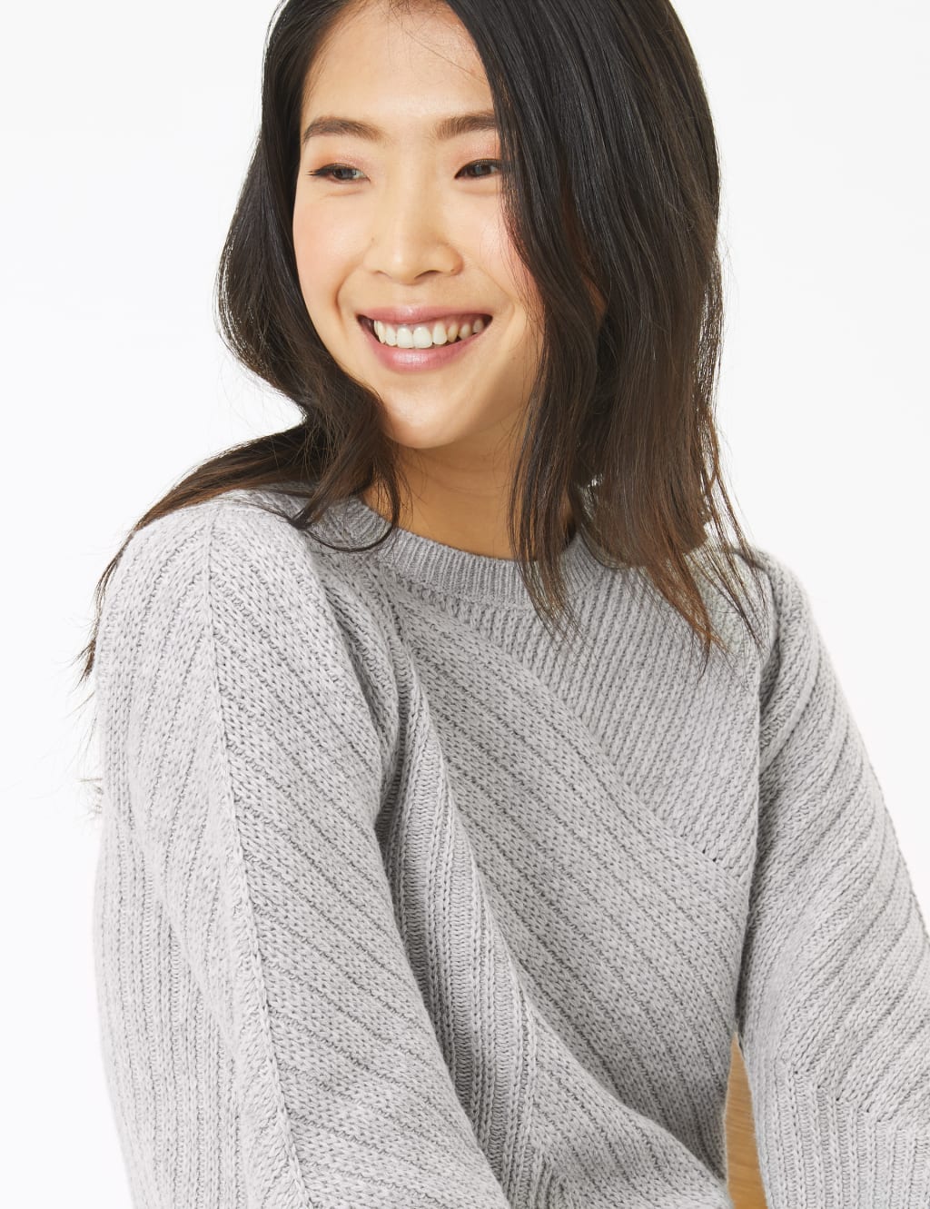 Ribbed Blouson Sleeve Jumper M S Collection M S
