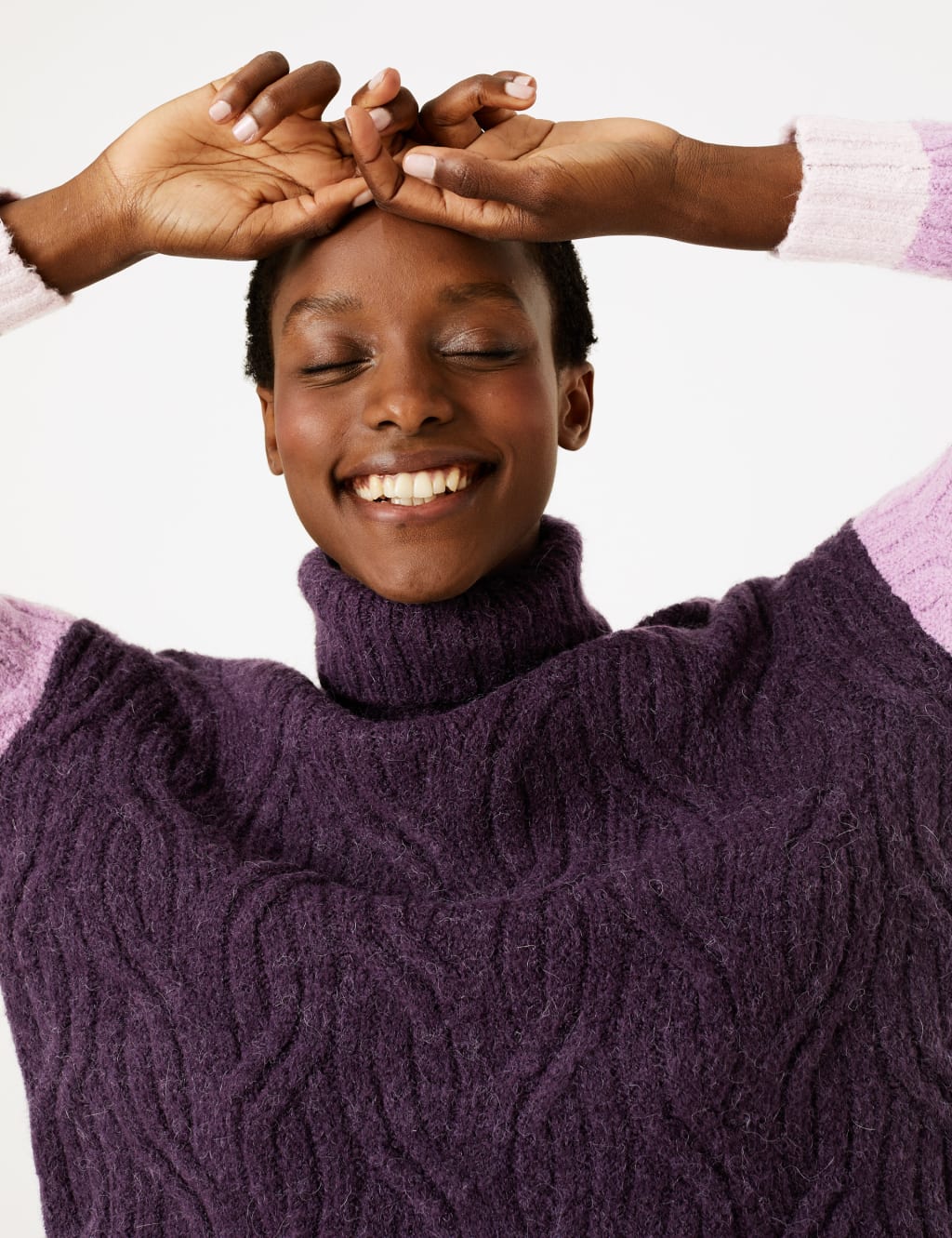 Colour block roll neck jumper sale