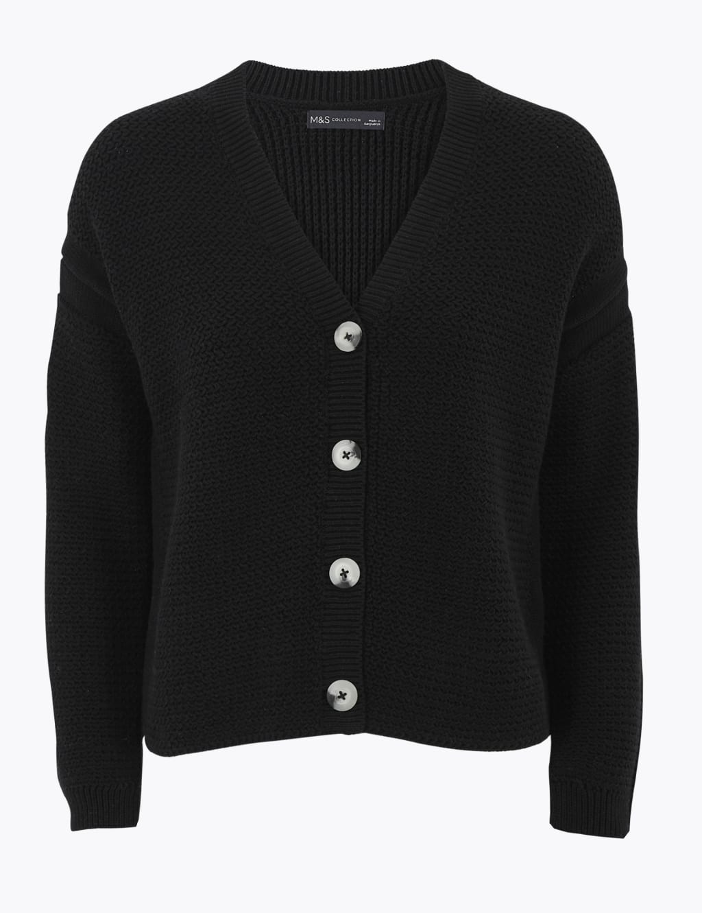 Pure Cotton Textured Relaxed Cardigan M S Collection M S