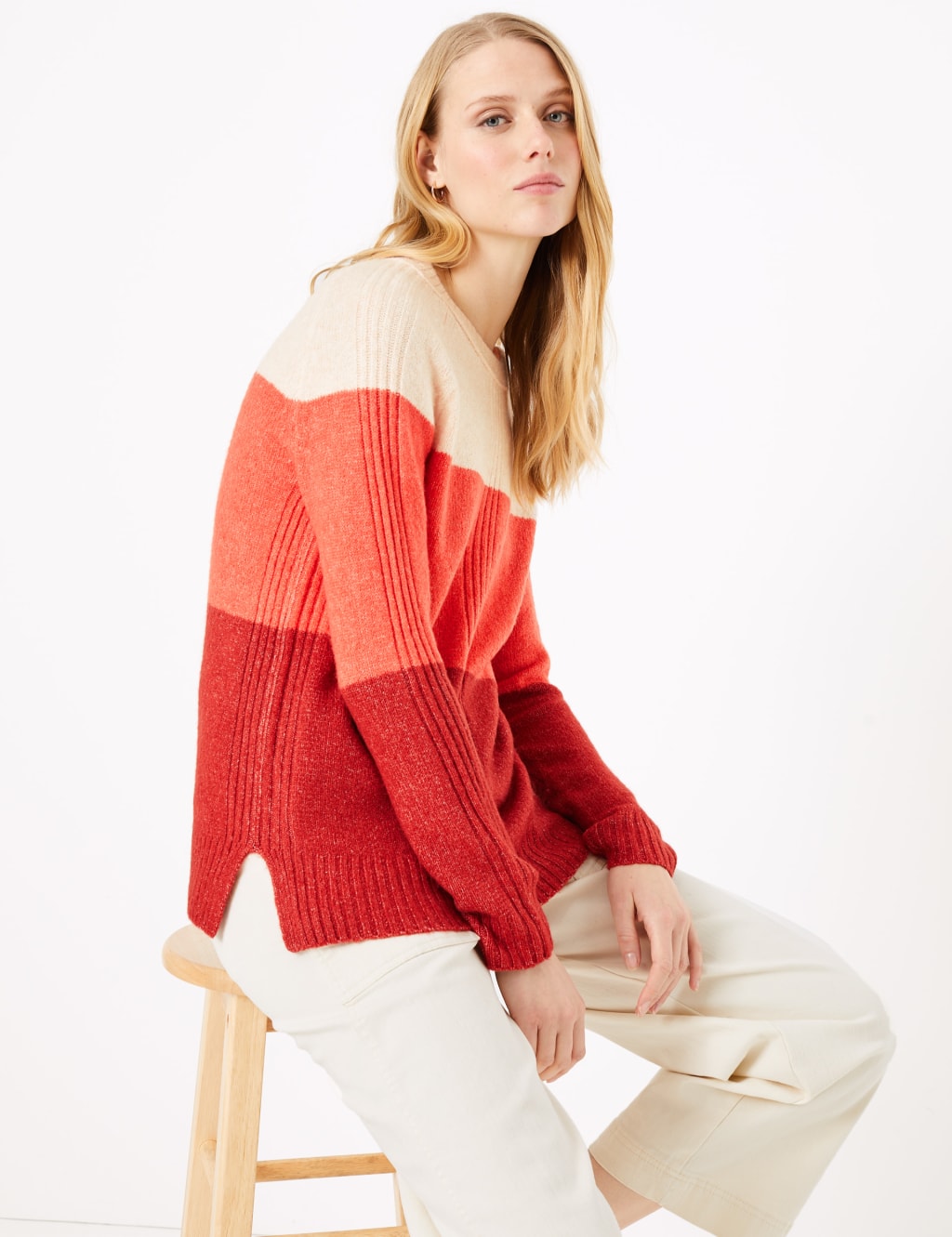 Colour Block Relaxed Fit Jumper M S Collection M S