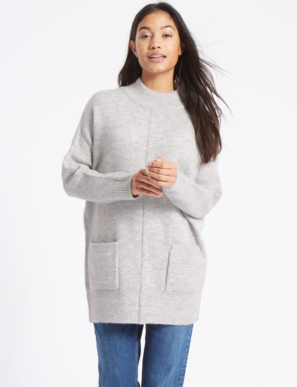 Roll neck tunic jumper online