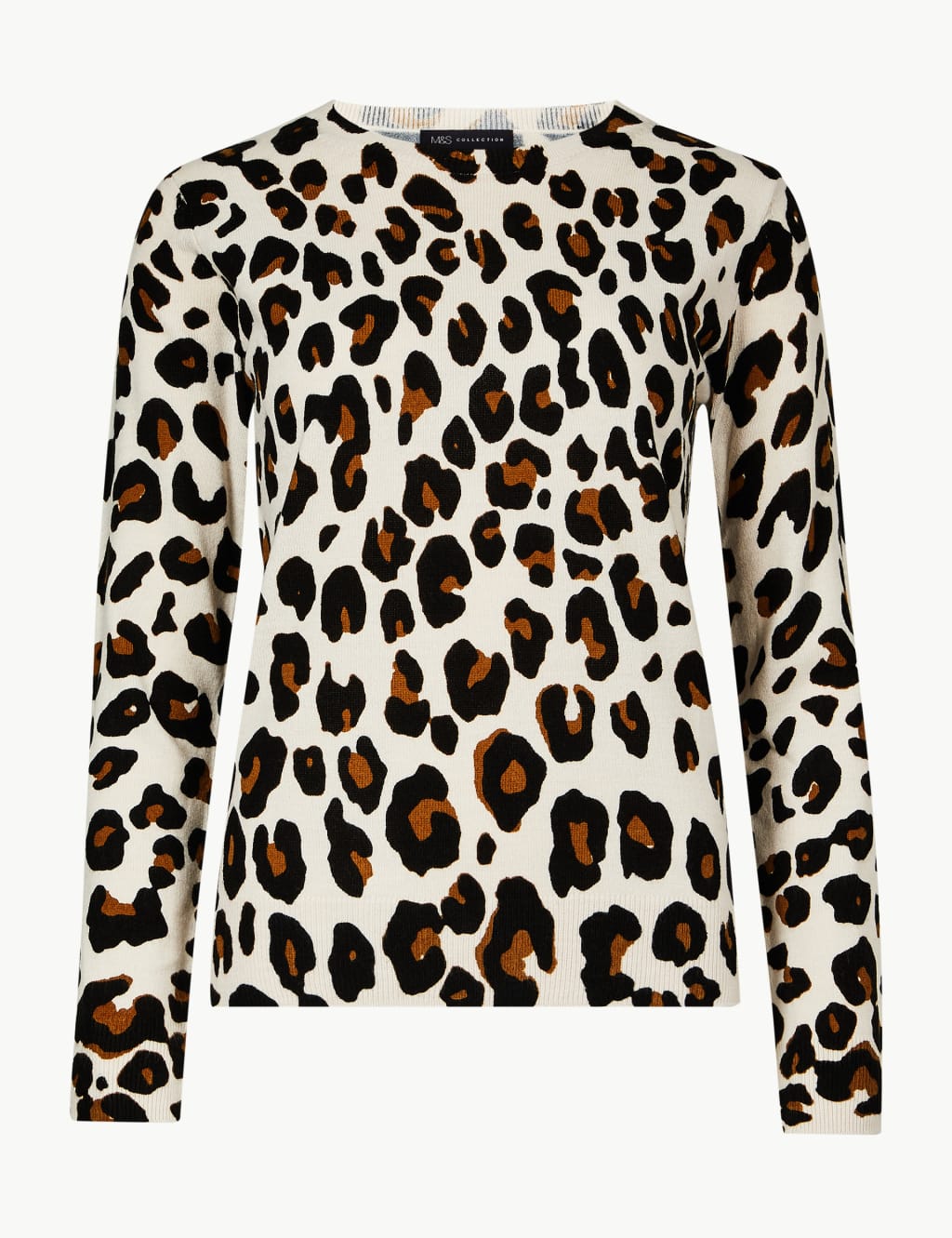 Animal Print Round Neck Jumper M S Collection M S