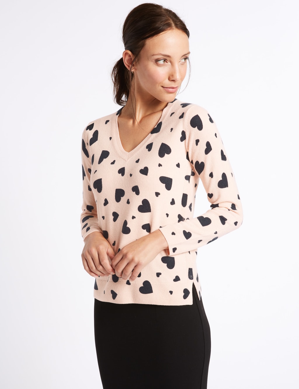 Heart Print V-Neck Jumper 1 of 5