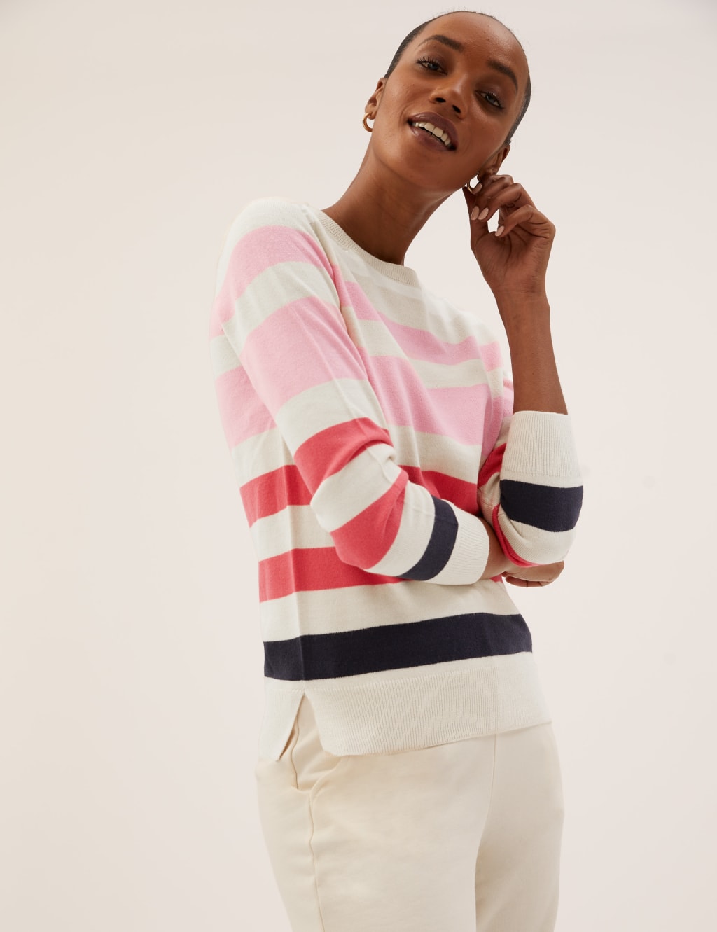 Women's striped crew neck sweater online