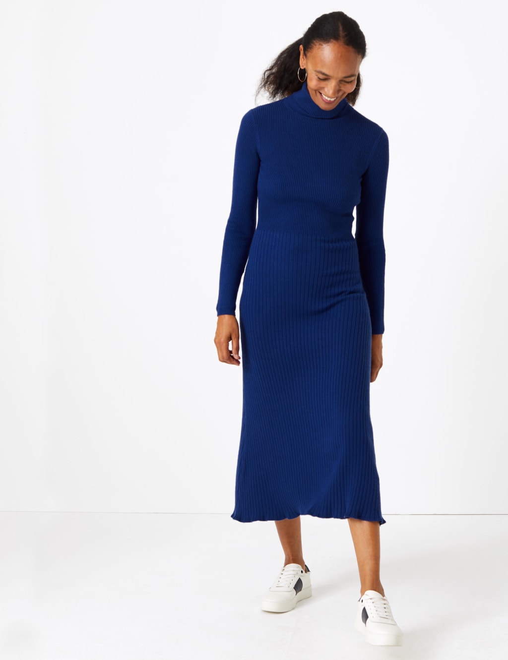 Ribbed Fit Flare Knitted Dress M S Collection M S