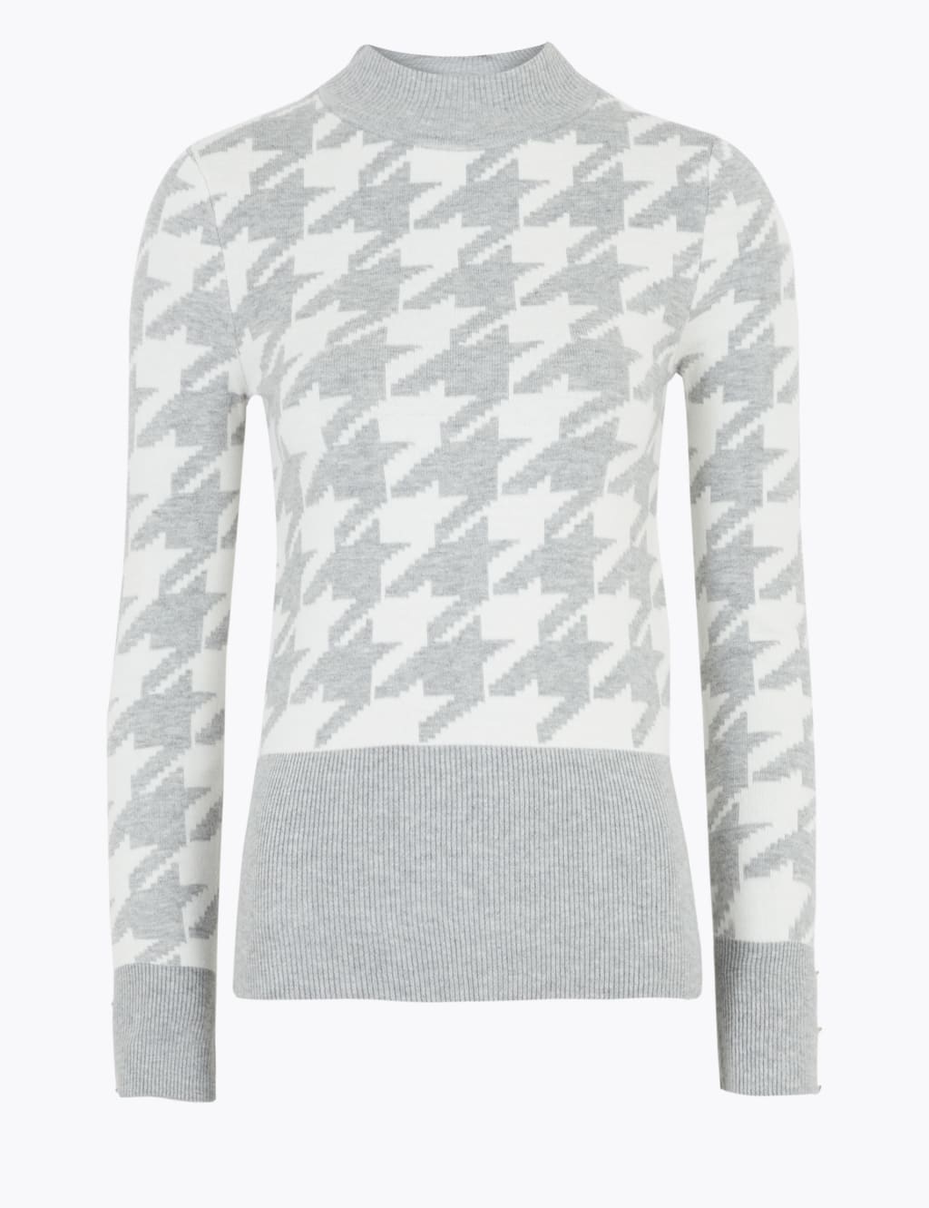 Soft Touch Dogtooth Funnel Neck Jumper M S Collection M S