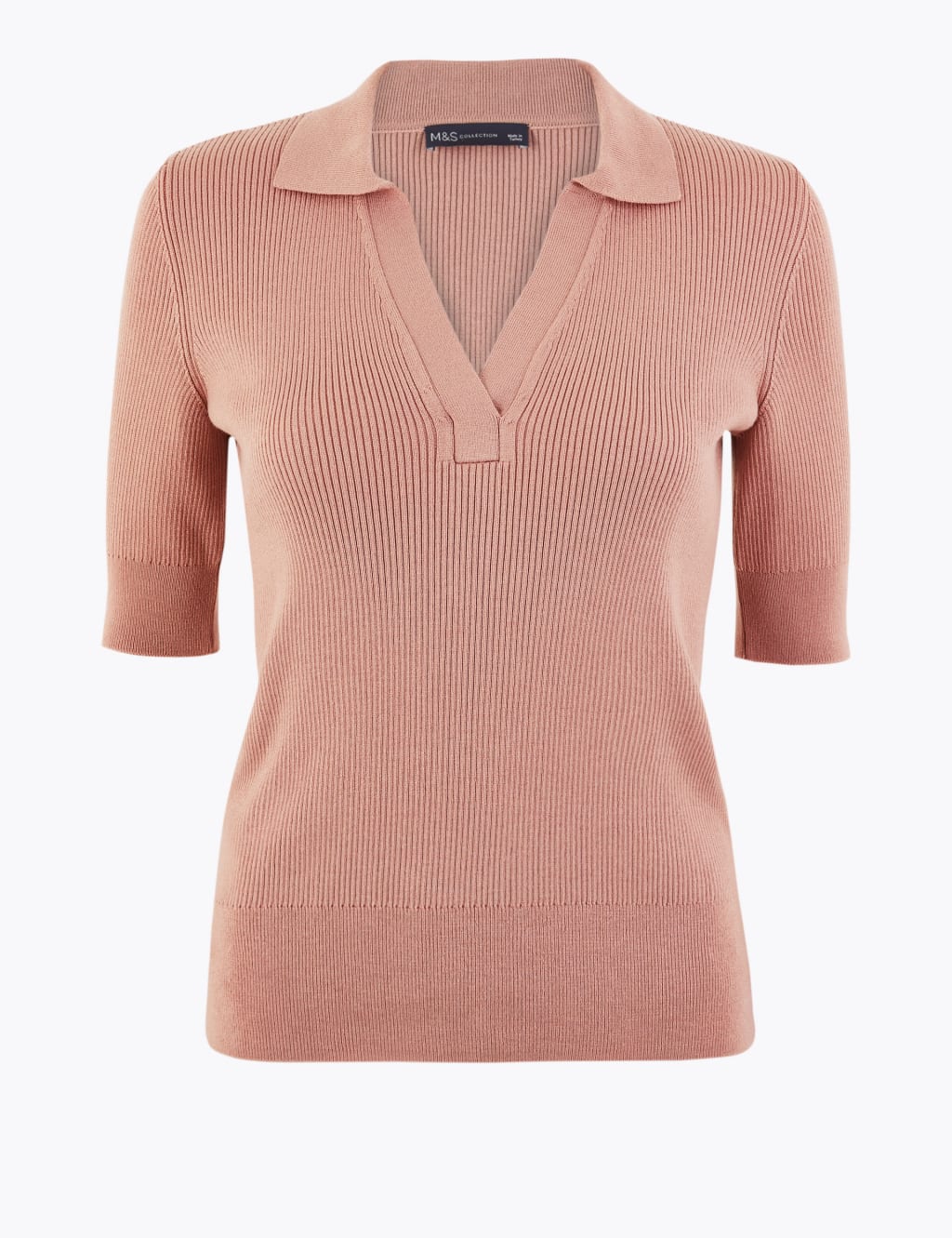 Collared Neck Short Sleeve Jumper M S Collection M S