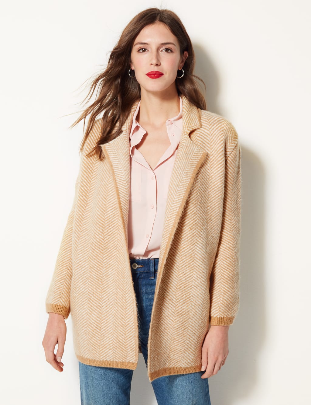 Textured Open Front Coatigan M S Collection M S