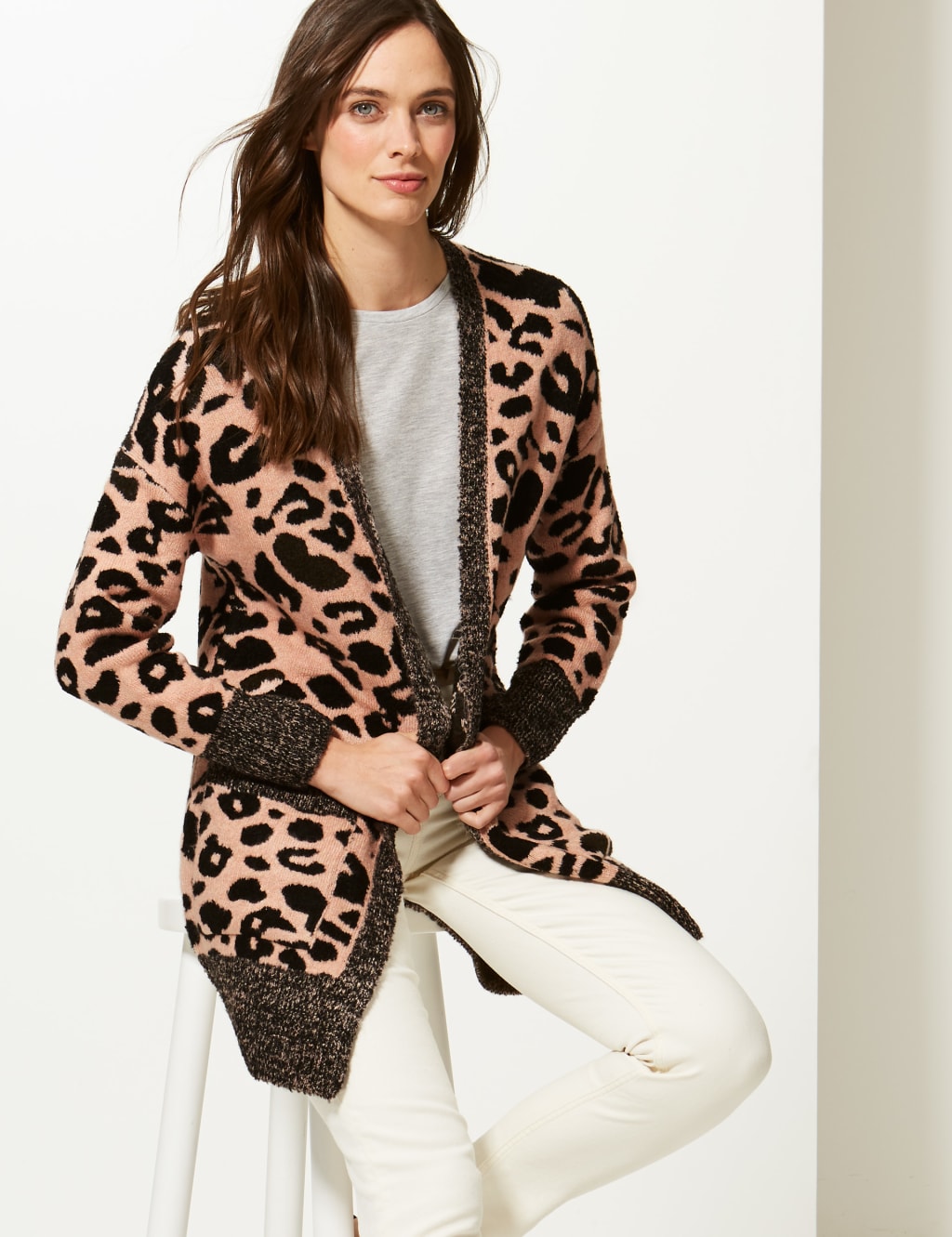 Longline leopard cardigan 2025