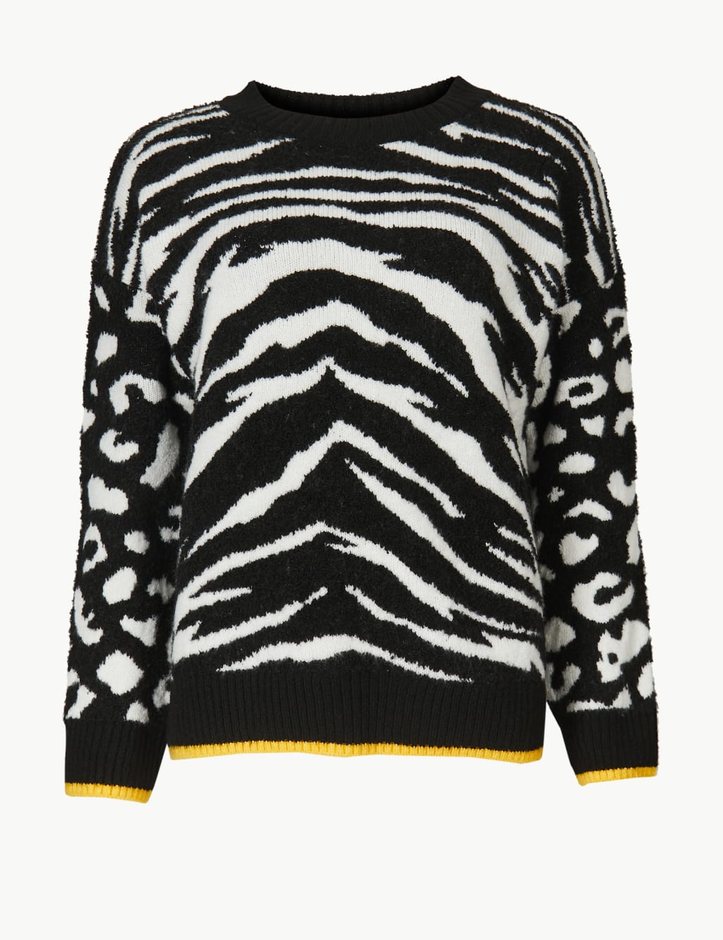 Animal Print Round Neck Jumper M S Collection M S