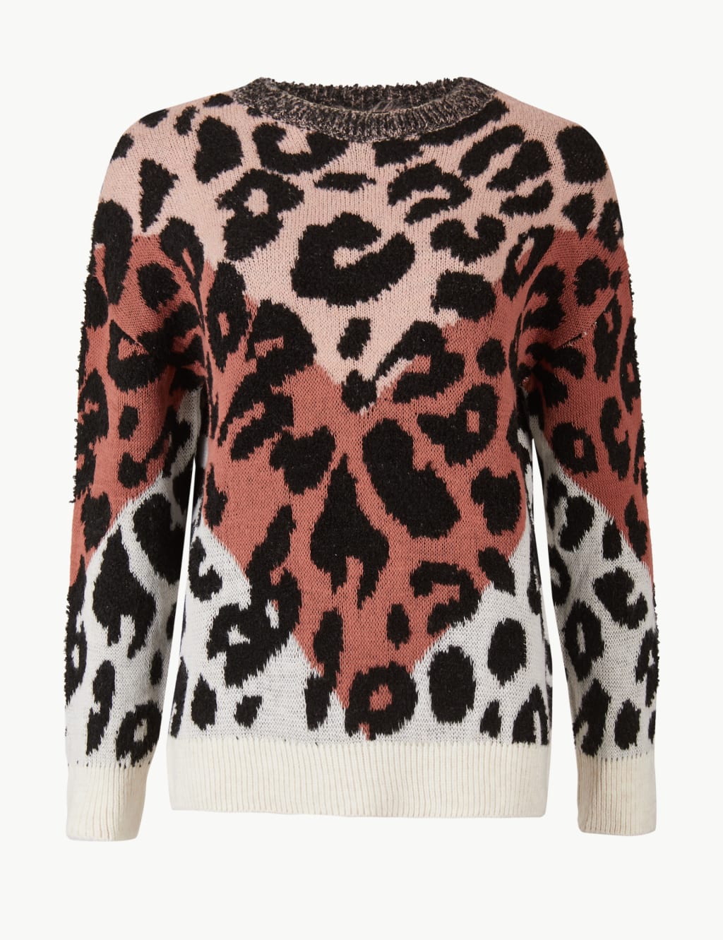 Animal Print Round Neck Jumper M S Collection M S