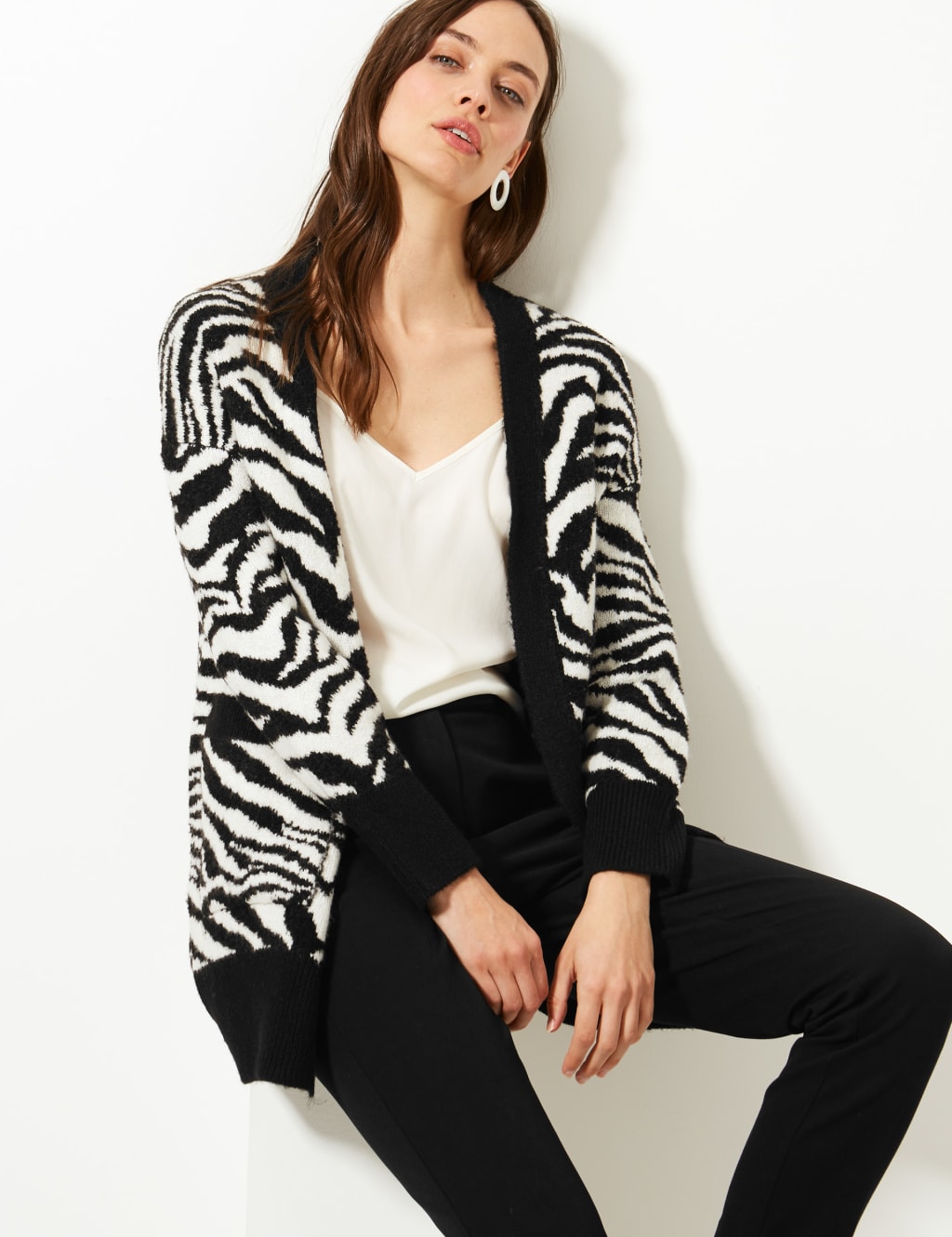 Animal Print Longline Cardigan M S Collection M S