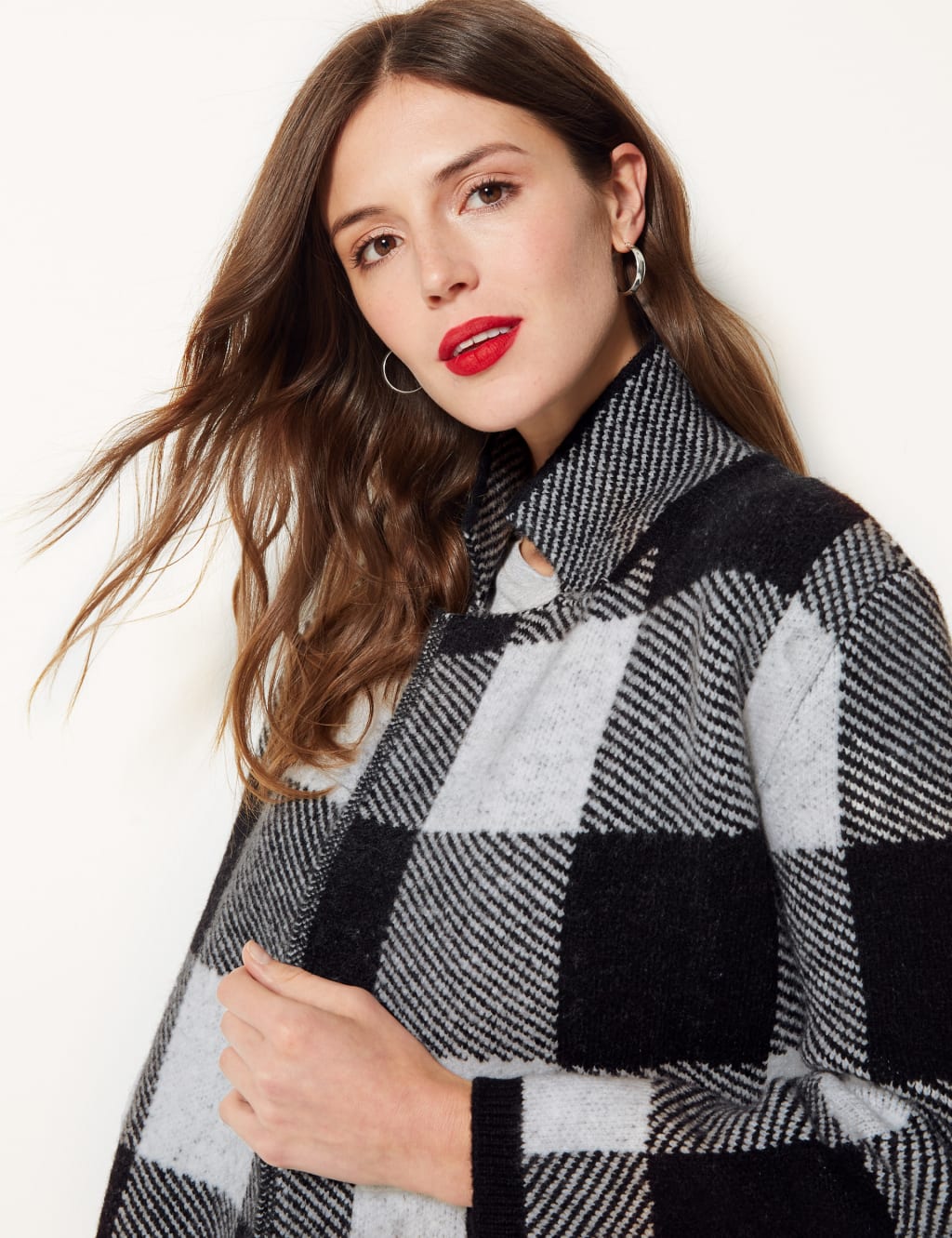 Checked Open Front Coatigan M S Collection M S