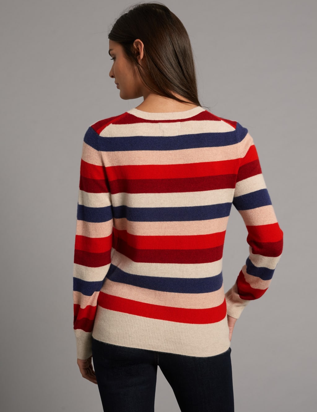 Pure Cashmere Striped Round Neck Jumper 4 of 5
