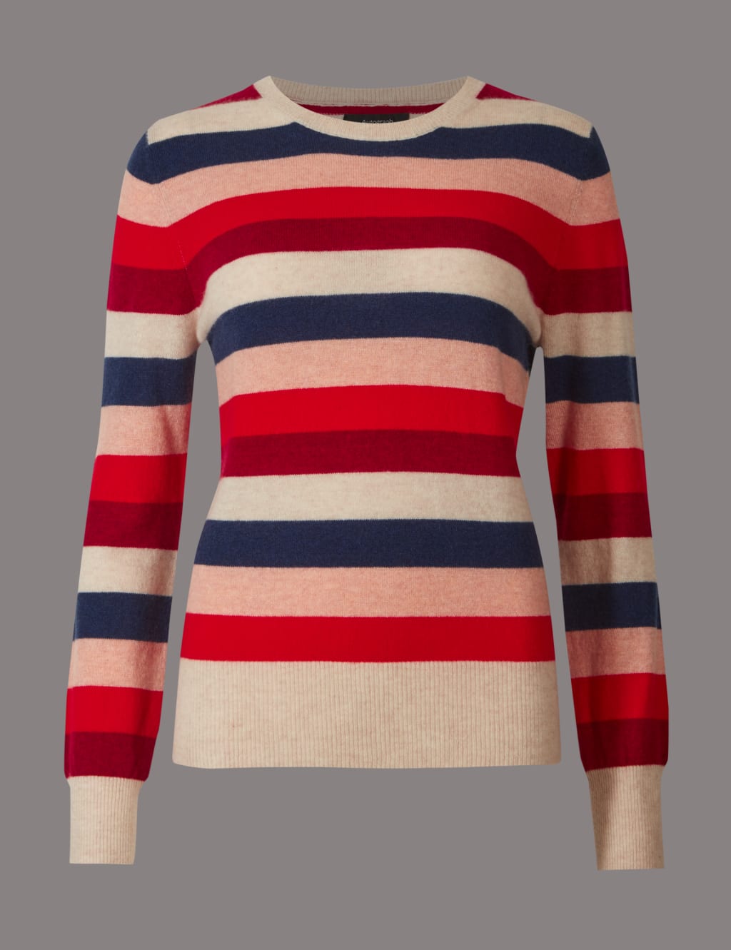 Pure Cashmere Striped Round Neck Jumper 2 of 5