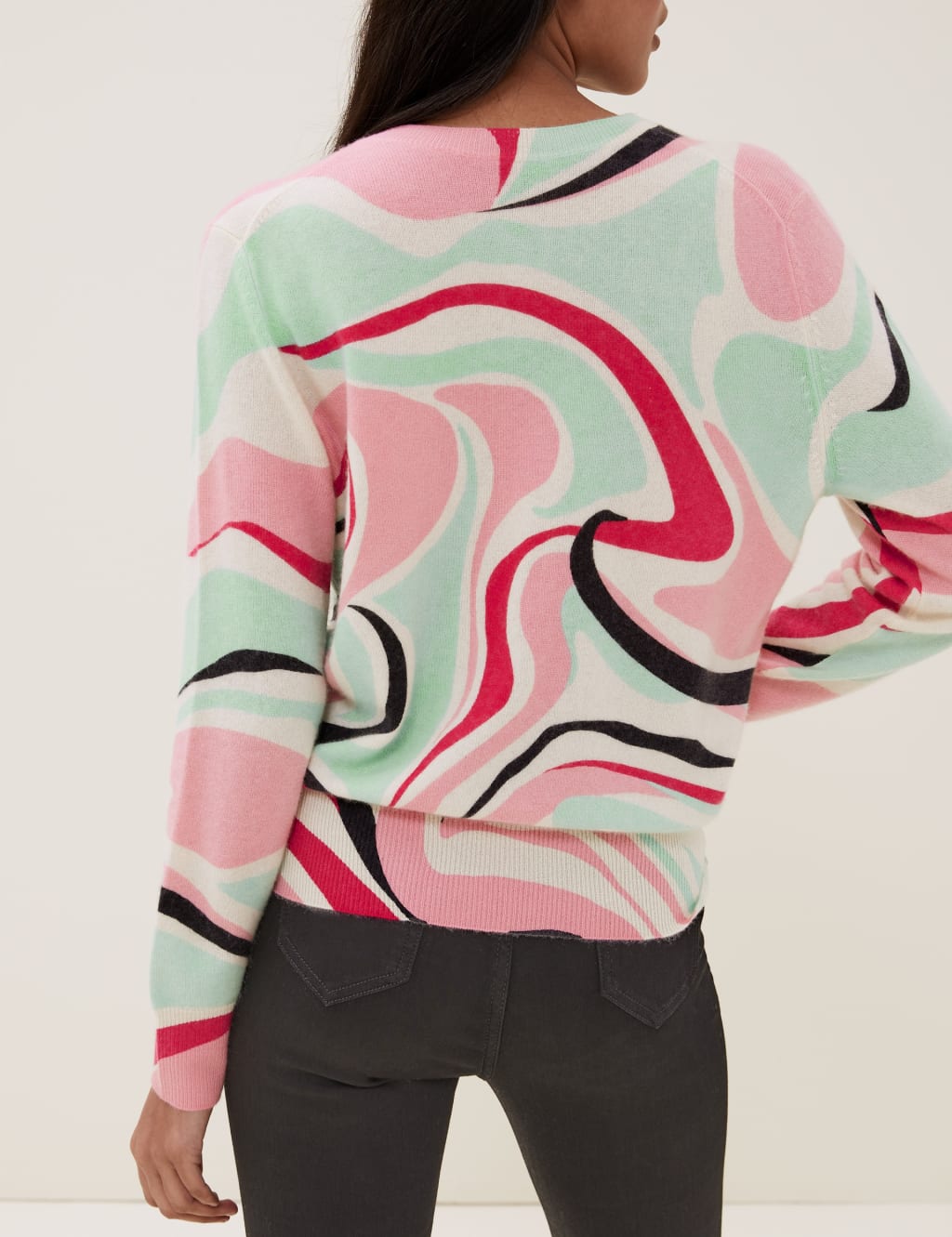 Pure Cashmere Printed Crew Neck Cardigan 4 of 4