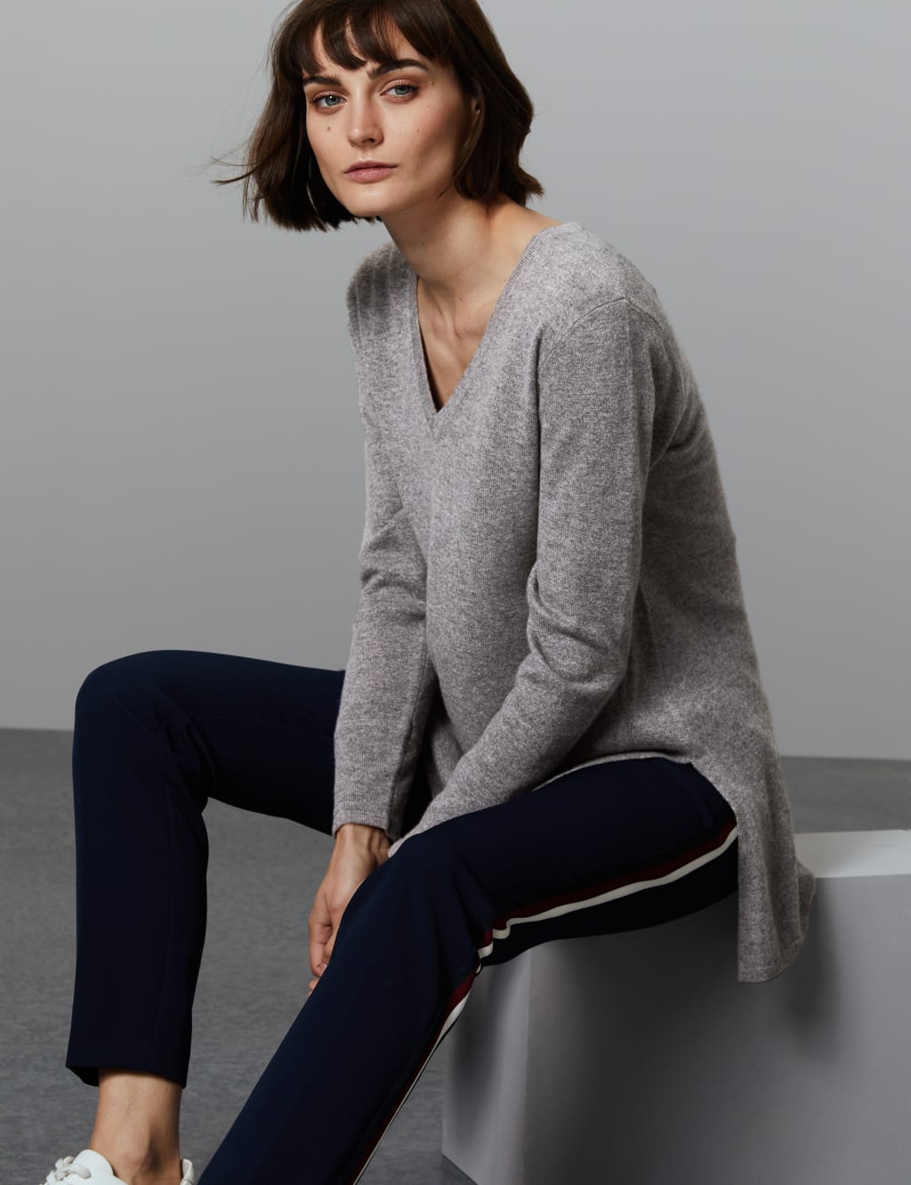 Pure Cashmere Textured Longline Jumper Autograph M S