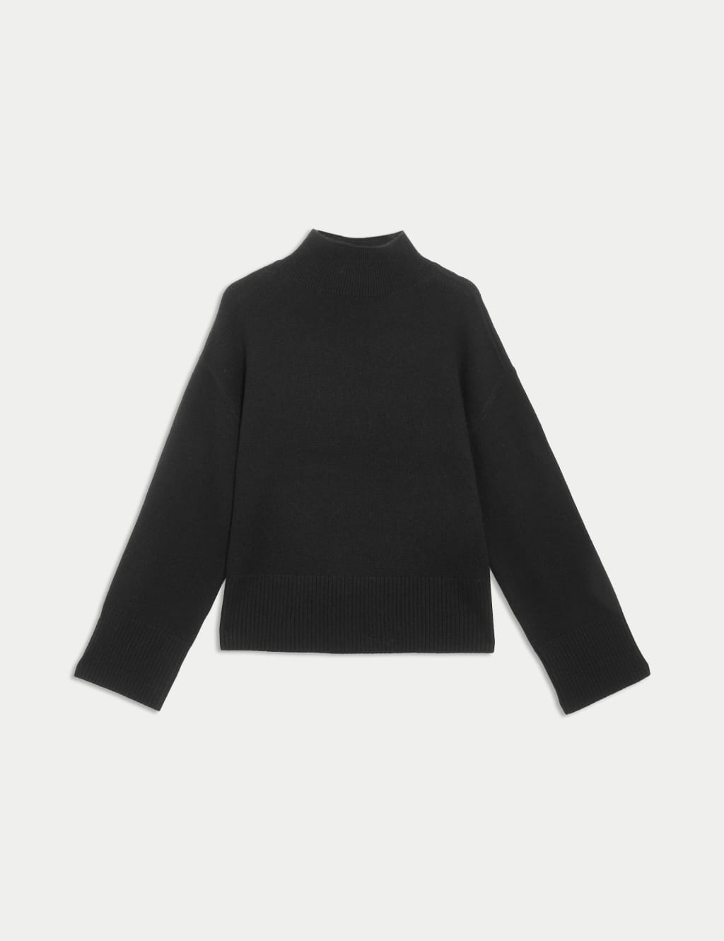 Merino Wool Funnel Neck Jumper with Cashmere M S Collection M S