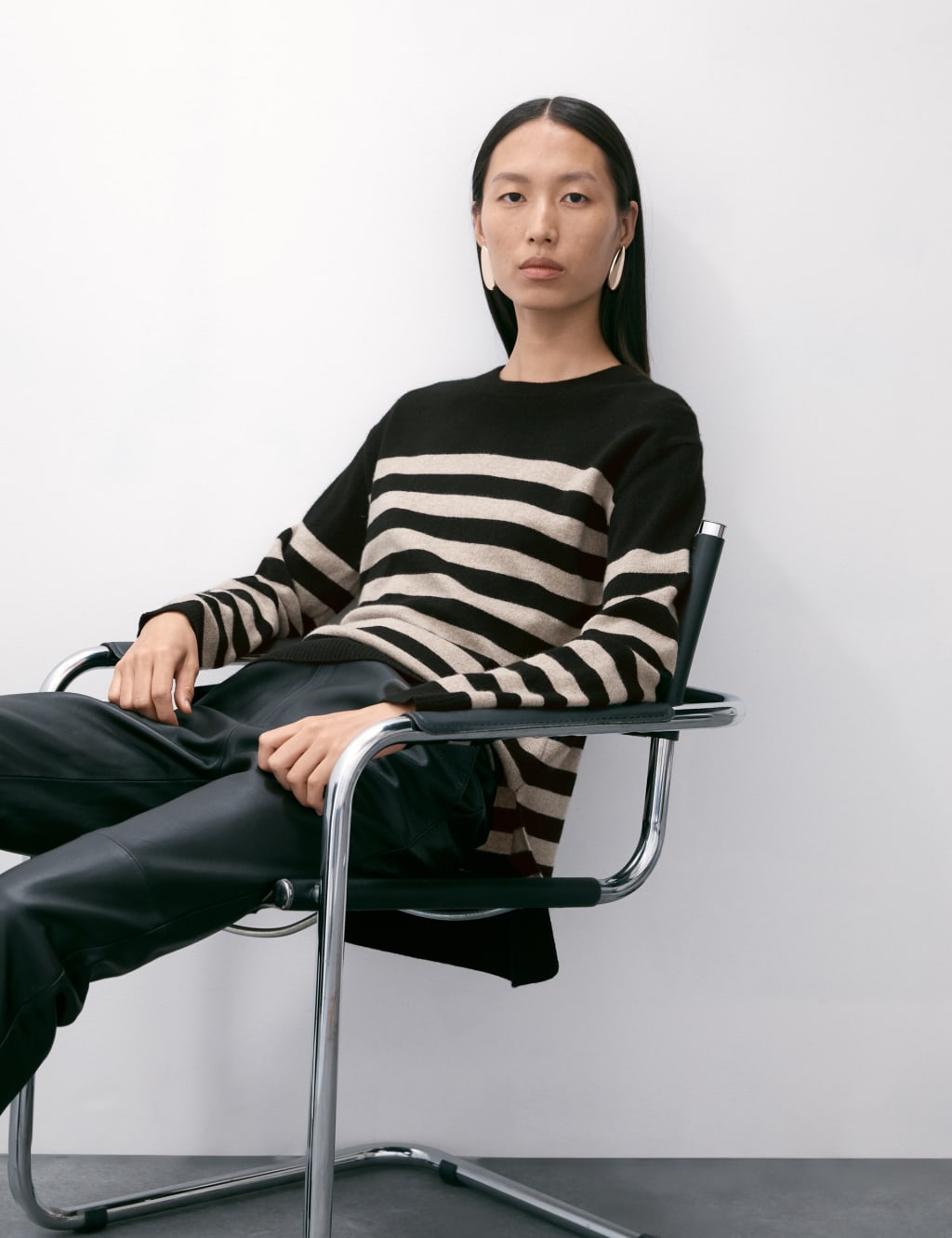 Longline cashmere sweater top