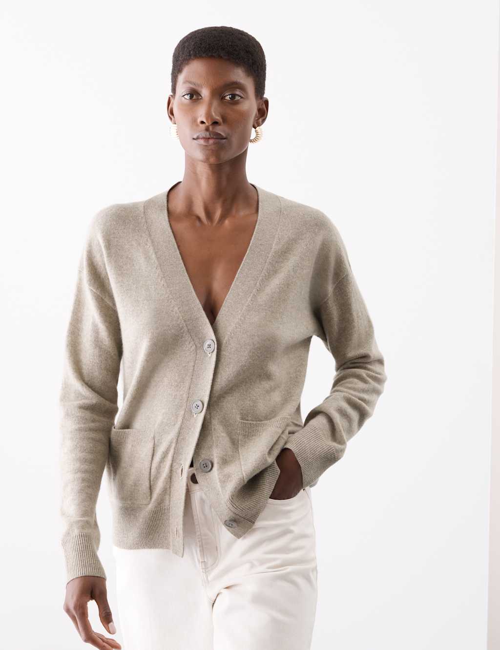 Pure Cashmere V-Neck Button Front Cardigan 1 of 7