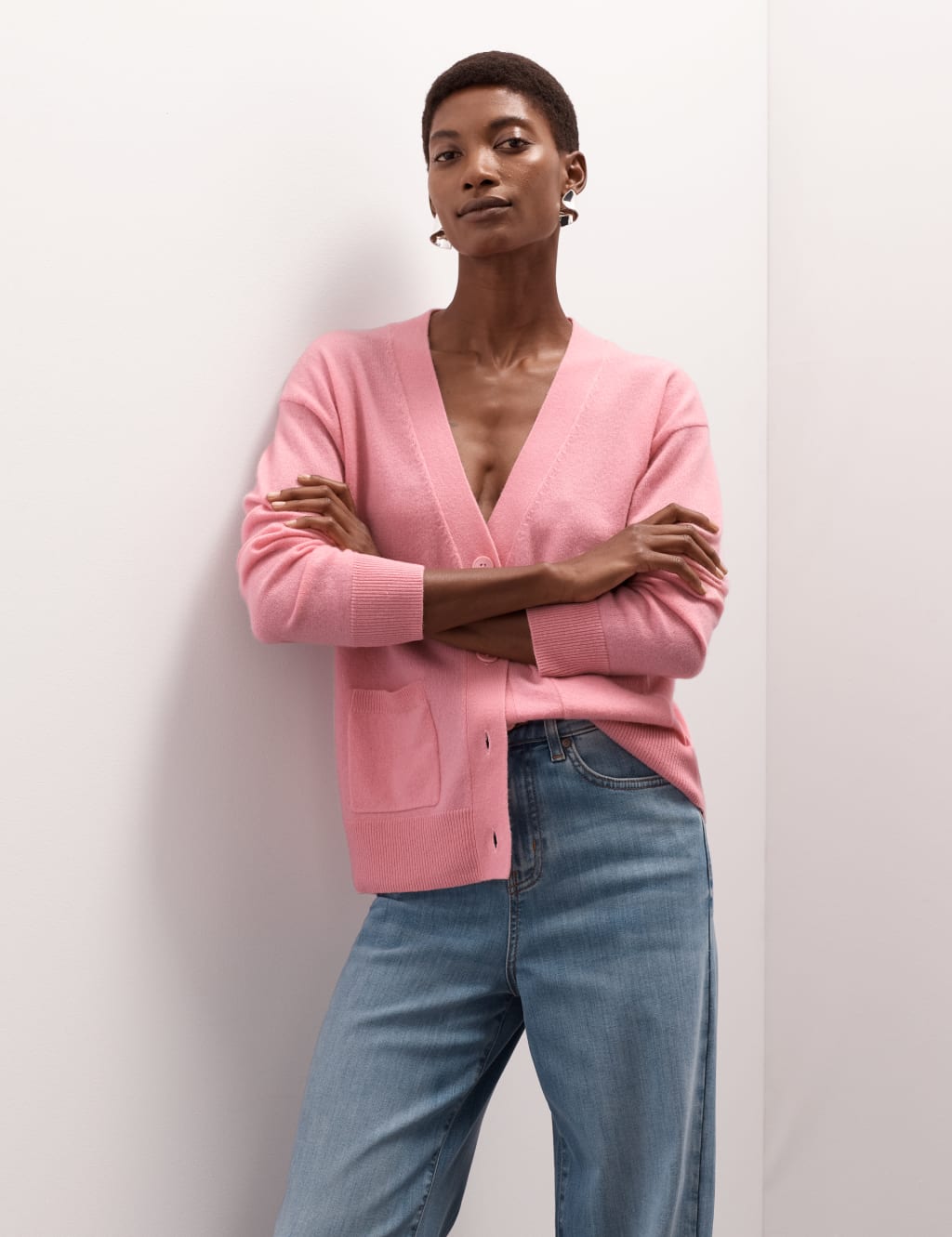 Pure Cashmere V Neck Button Front Cardigan Autograph M S