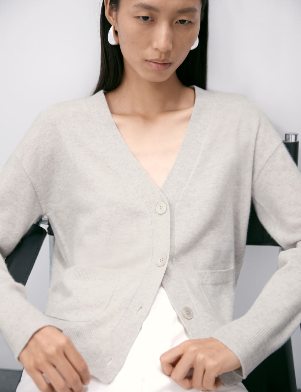 Pure Cashmere V Neck Button Front Cardigan Autograph M S
