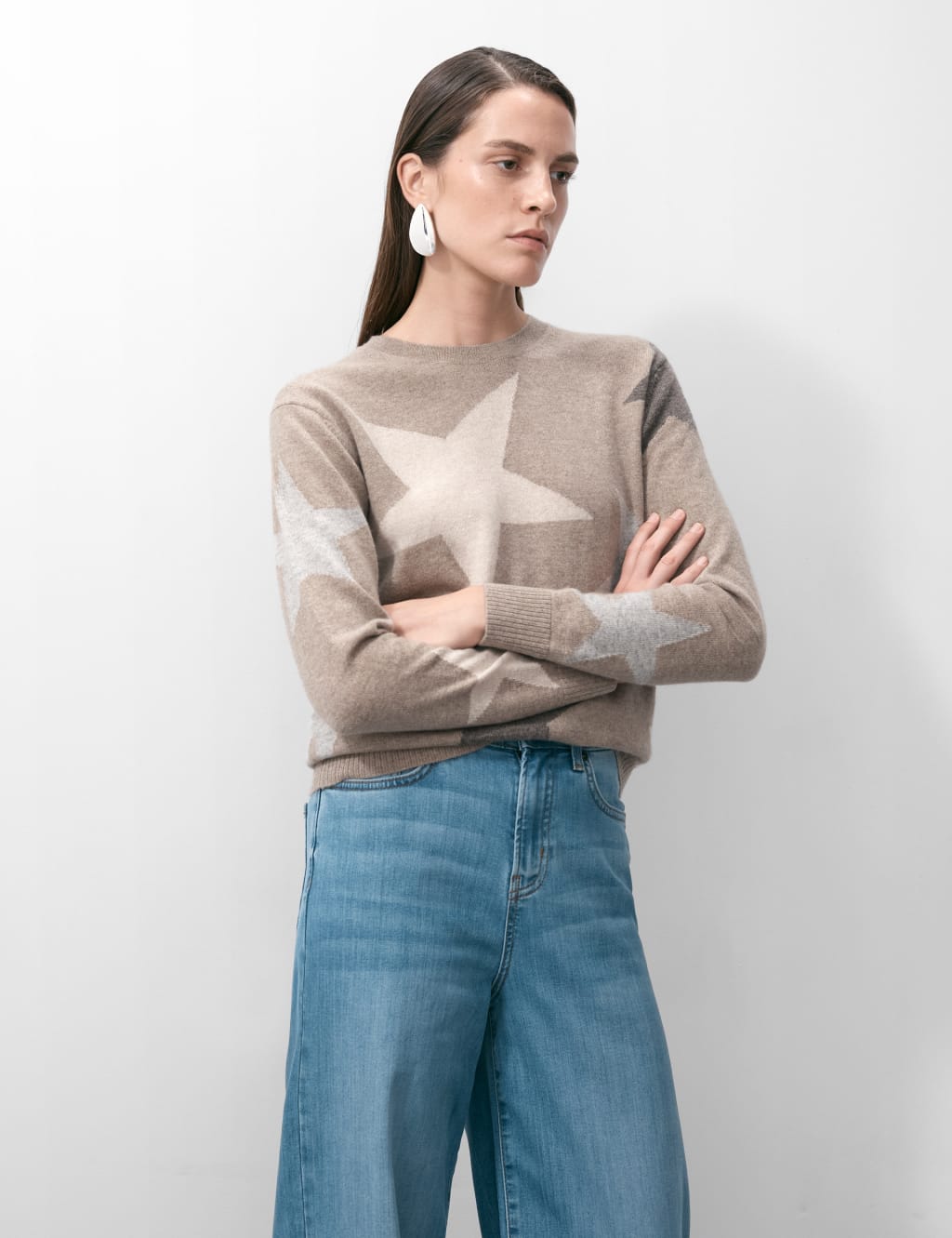 Pure Cashmere Star Crew Neck Jumper