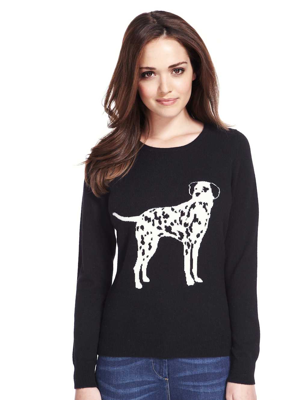 Pure Cashmere Dalmatian Print Jumper 1 of 7