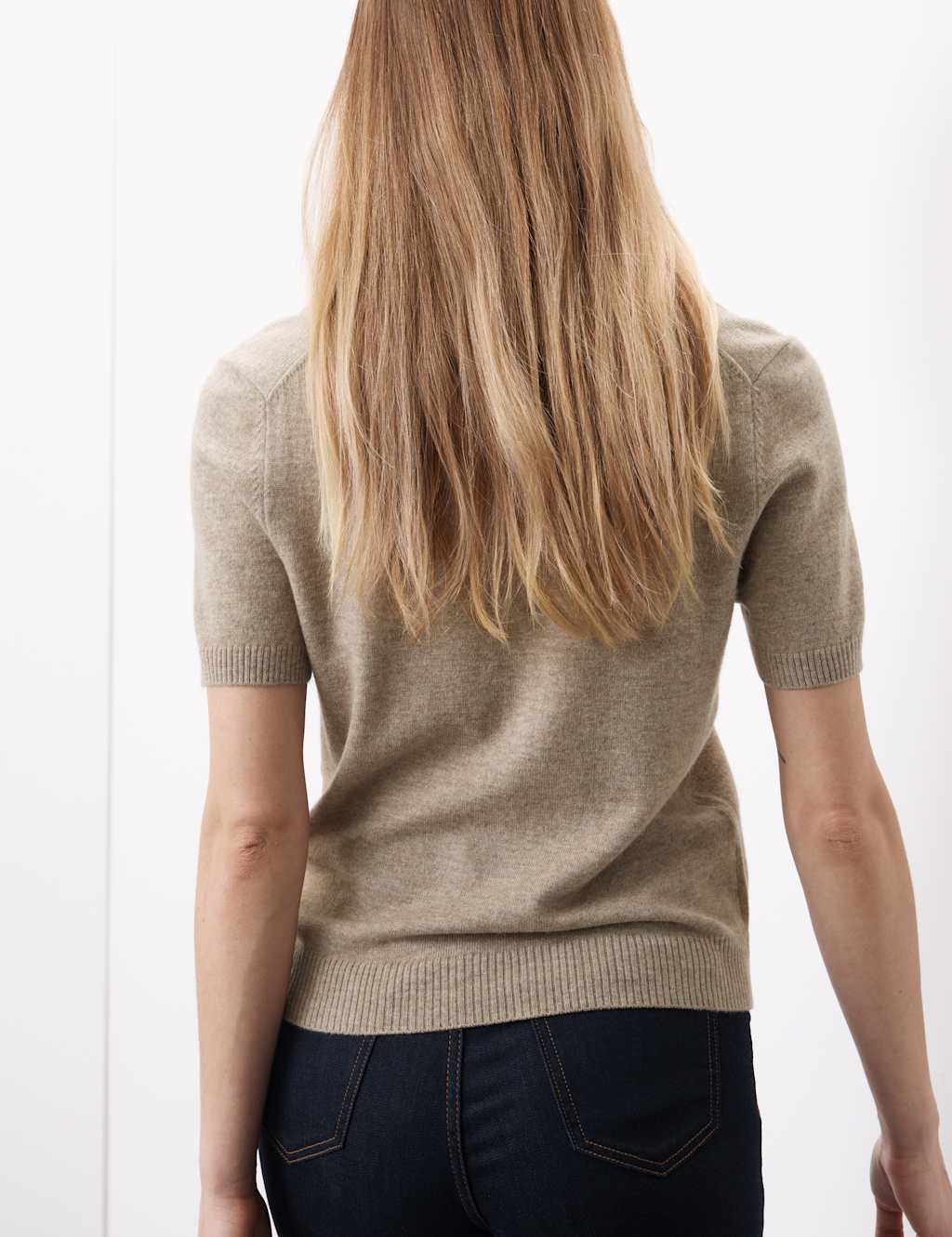 Merino Wool Rich Polo Neck Knitted Top with Cashmere 3 of 8