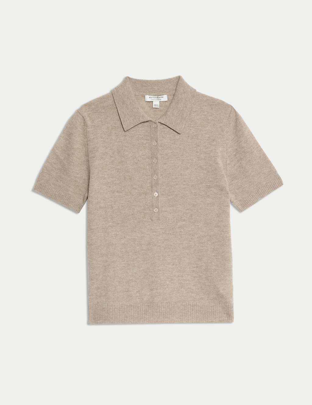 Merino Wool Rich Polo Neck Knitted Top with Cashmere 2 of 8