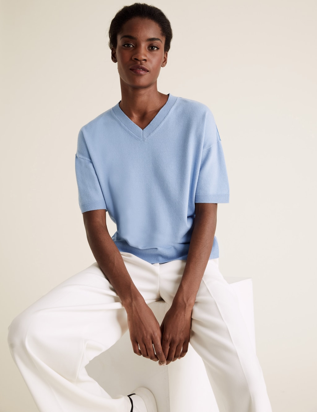 Soft Touch Colour Block V-Neck Jumper 1 of 4