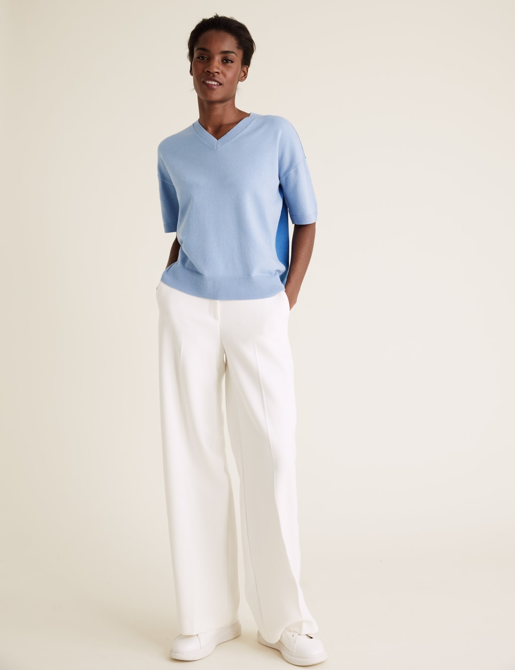 Soft Touch Colour Block V-Neck Jumper 3 of 4
