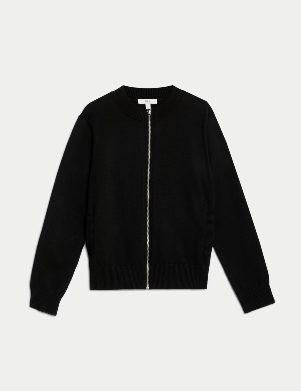 Ribbed Zip Up Relaxed Bomber Cardigan M S Collection M S